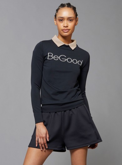 Crew Neck Long-Sleeve Top With Writing