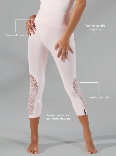 Legging Capri Slim con Inserto Traforato