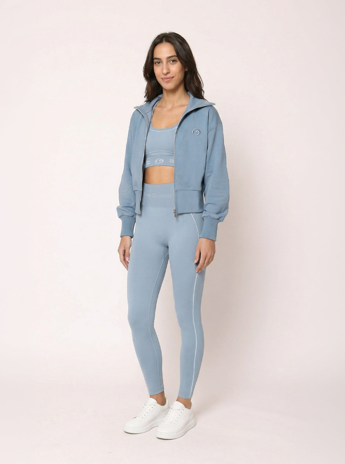 Felpa con Zip Urban Flow Avio Chiaro