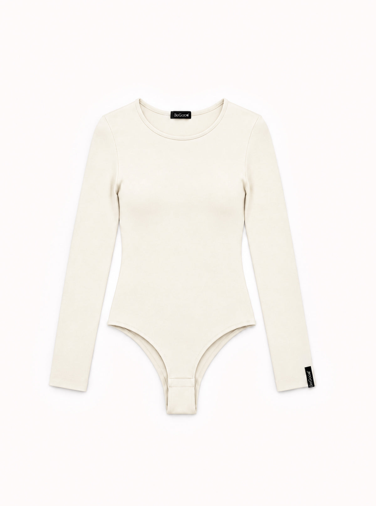 Langarm-Body mit Rundhalsausschnitt Creme