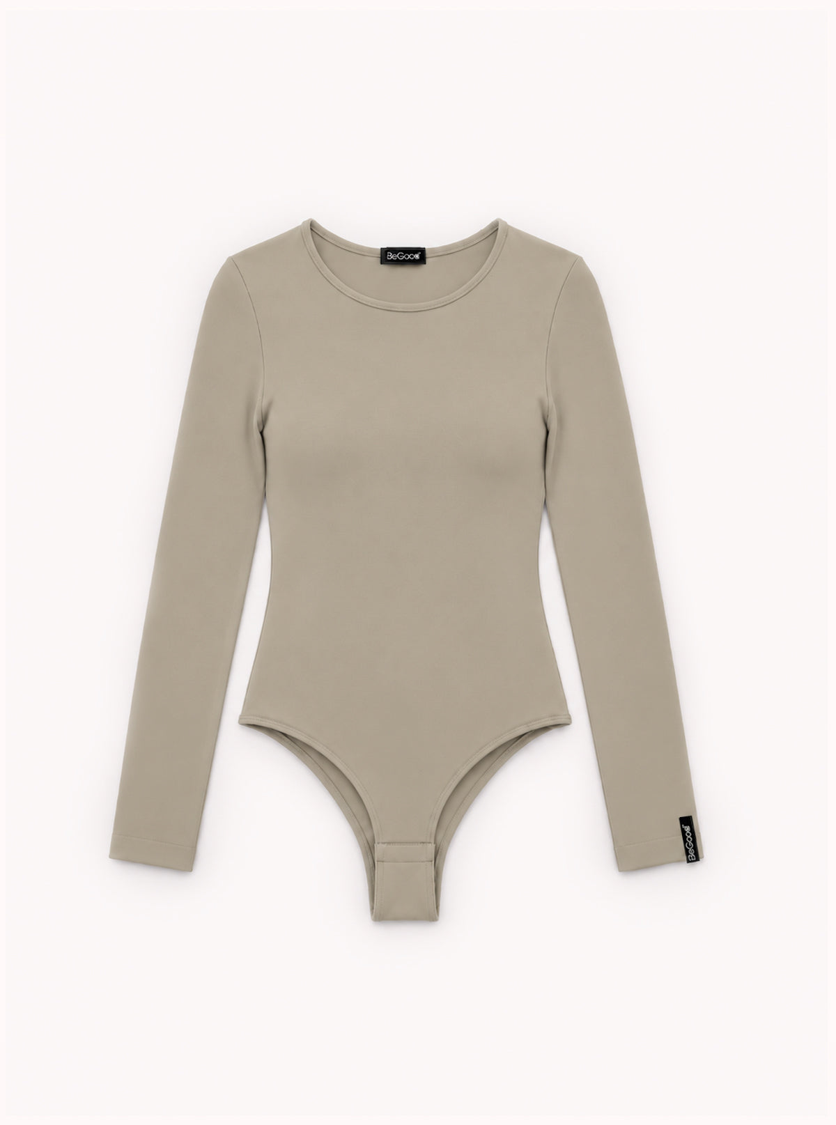 Langarm-Body mit Rundhalsausschnitt Taupe