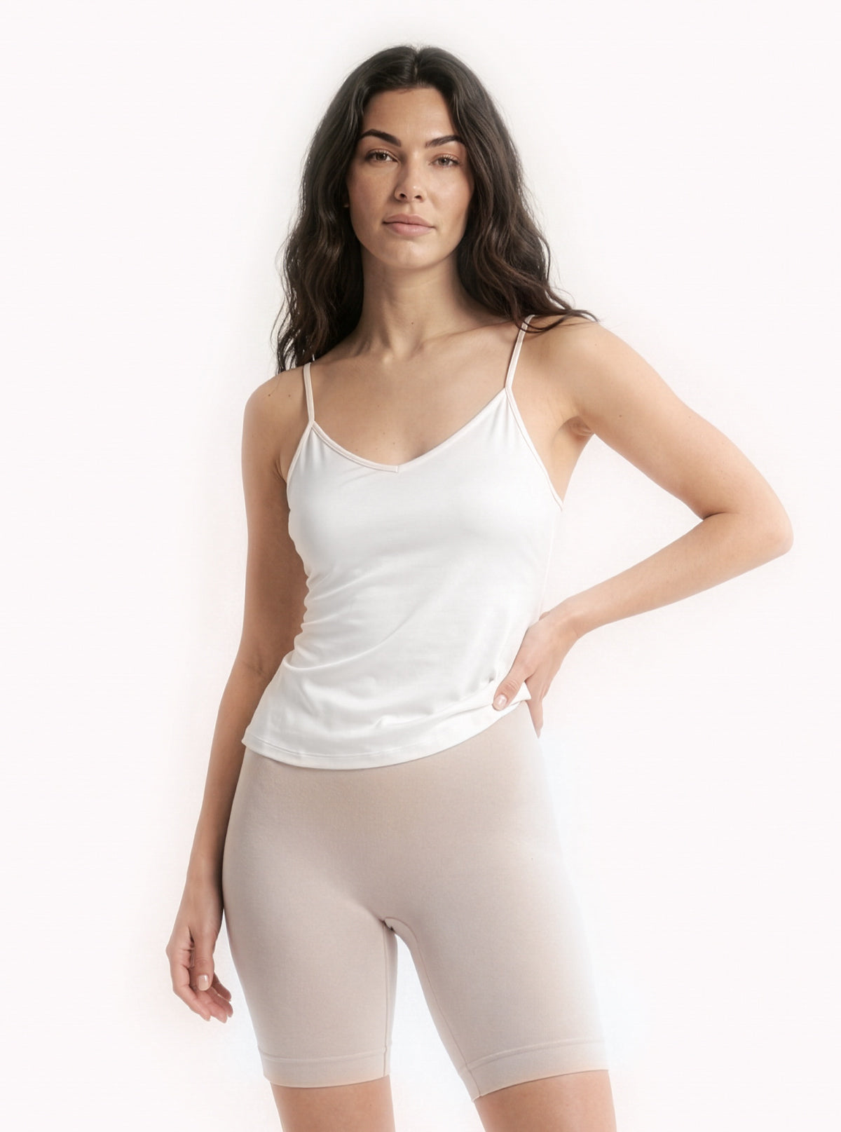 White undershirt with adjustable straps