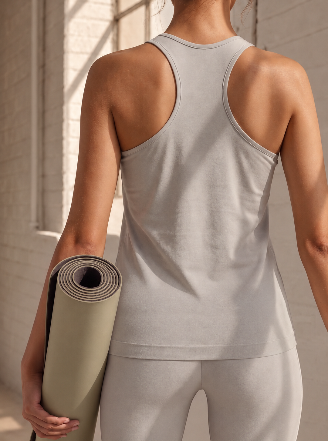 Silver Soft Sport Tank Top with built-in bra