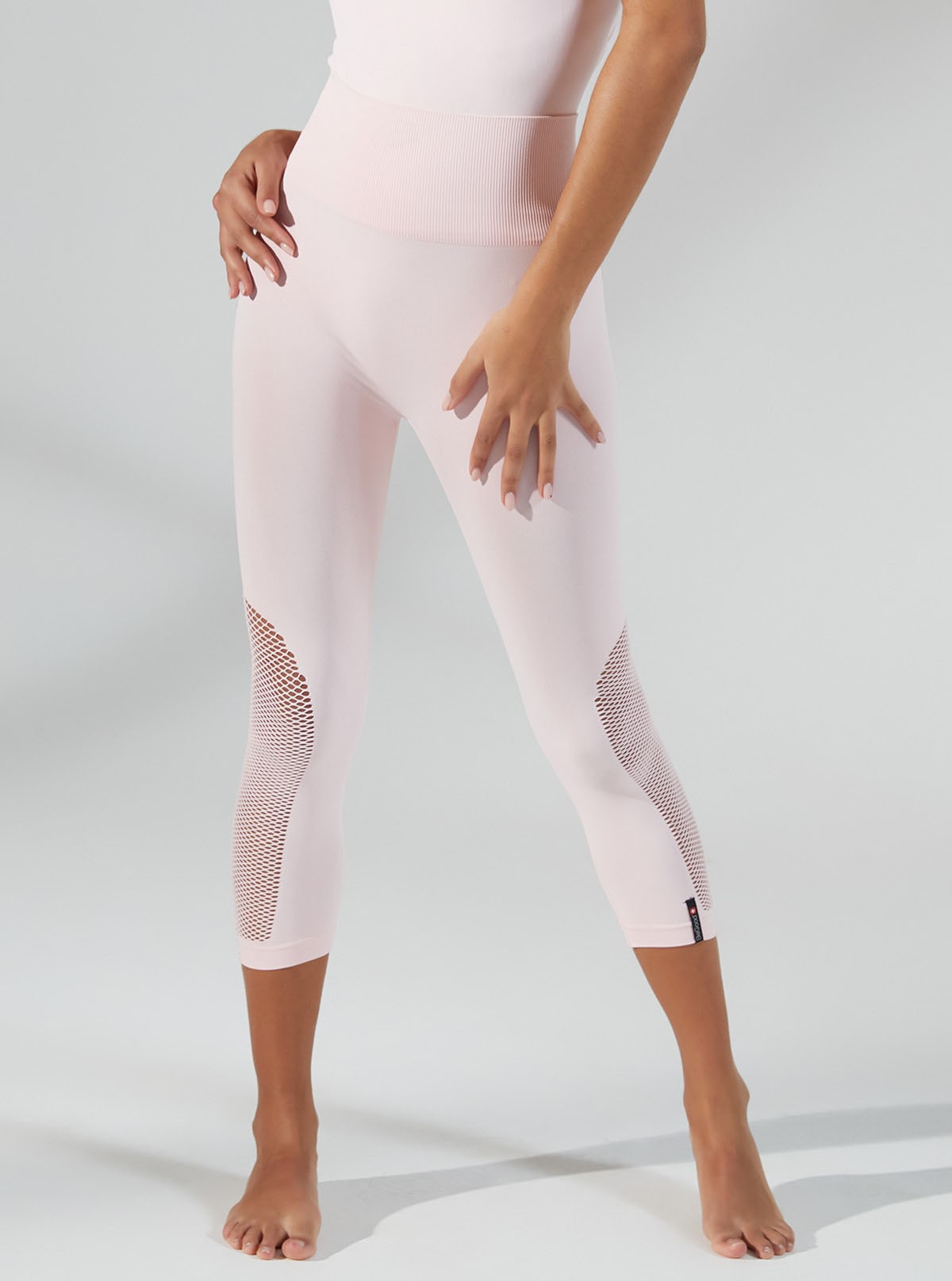 LEGGINGS CAPRI DONNA INSERTO TRAFORATO ROSA