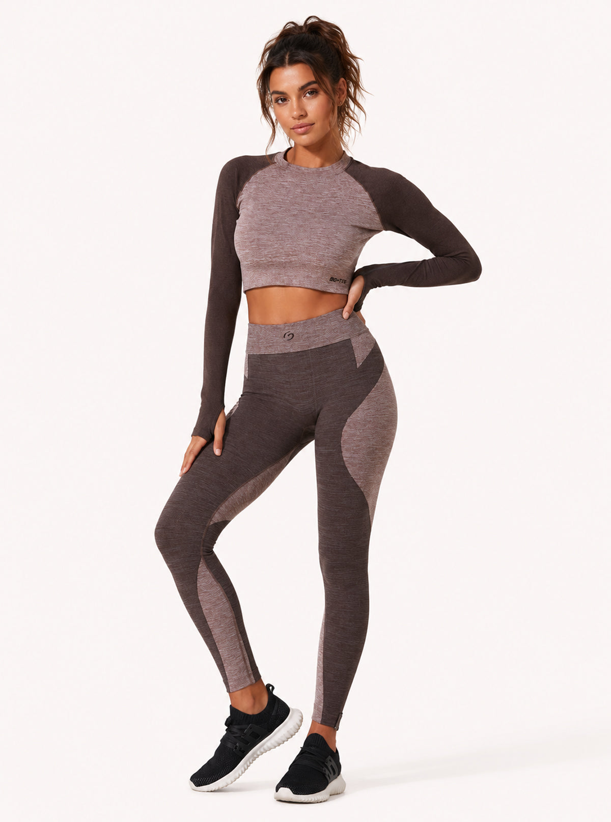 COMPLETO SPORTIVO DONNA MELANGE MARRONE