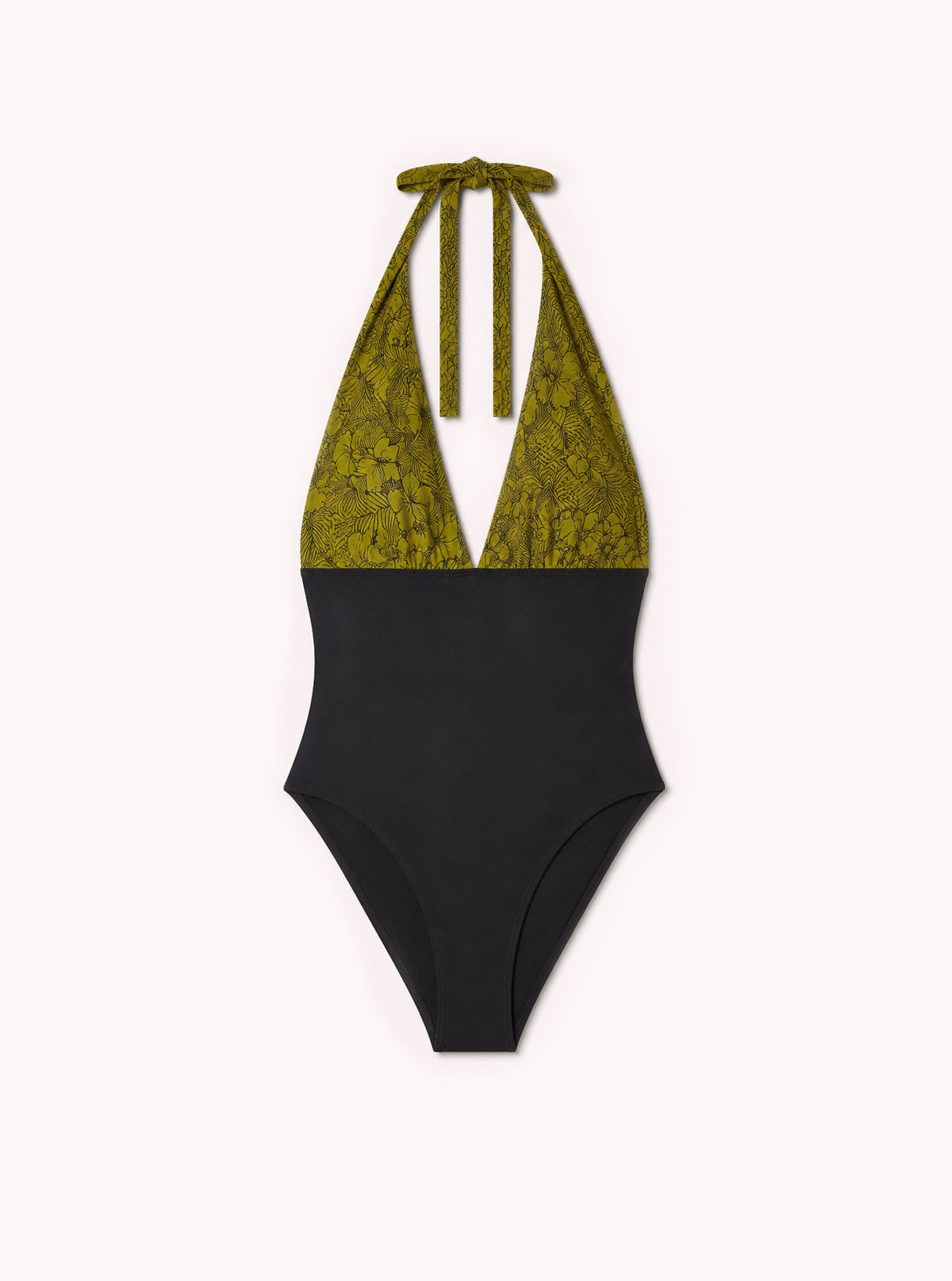 Costume Intero Super Modellante Fiorato Nero/Giallo