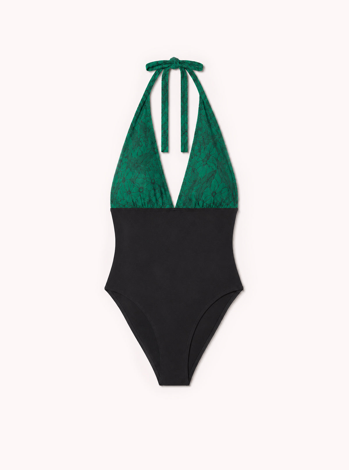 Costume Intero Super Modellante Fiorato Nero/Verde