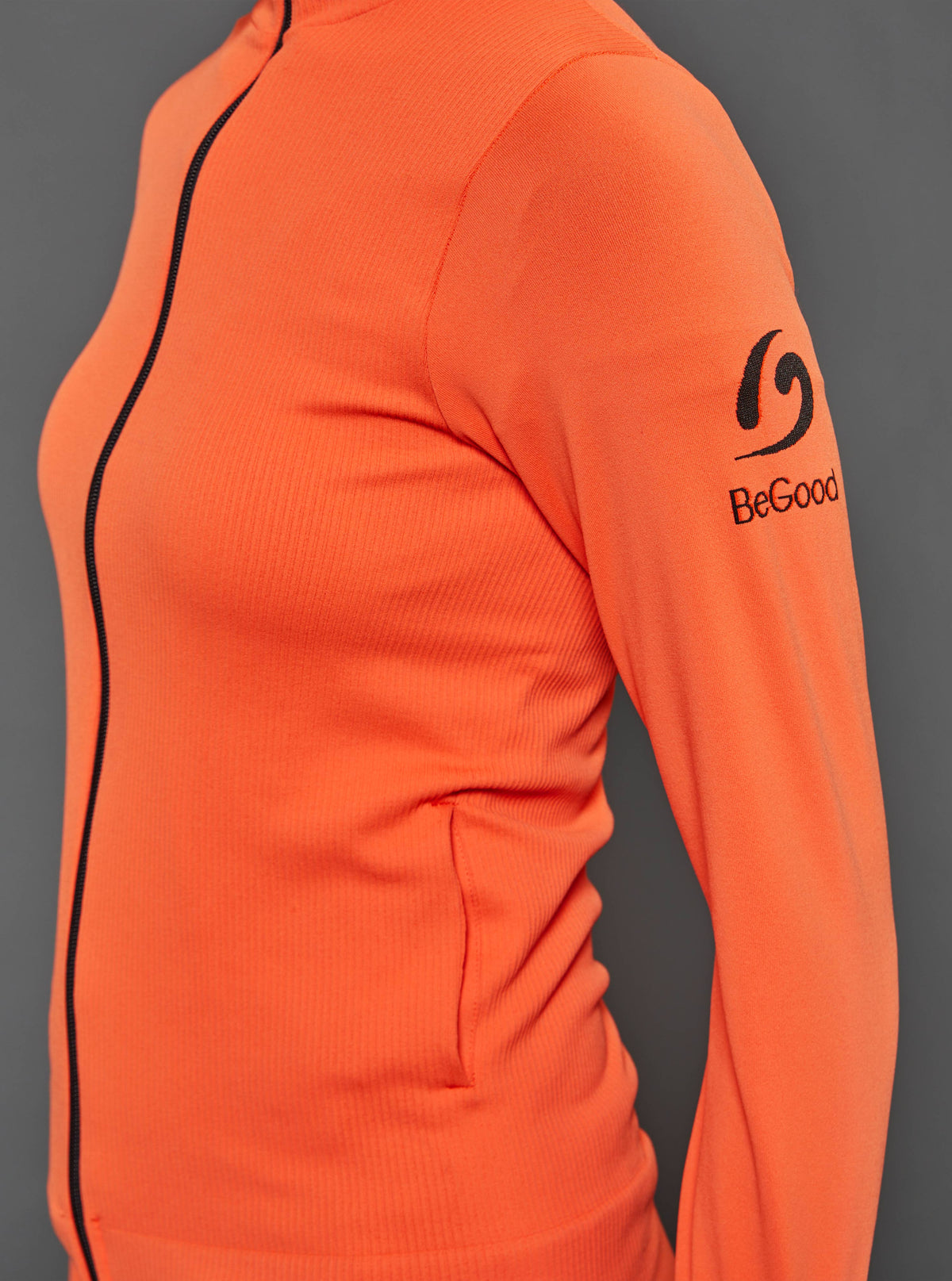 Bioceramic Fleece in Orange Ribbed Fabric