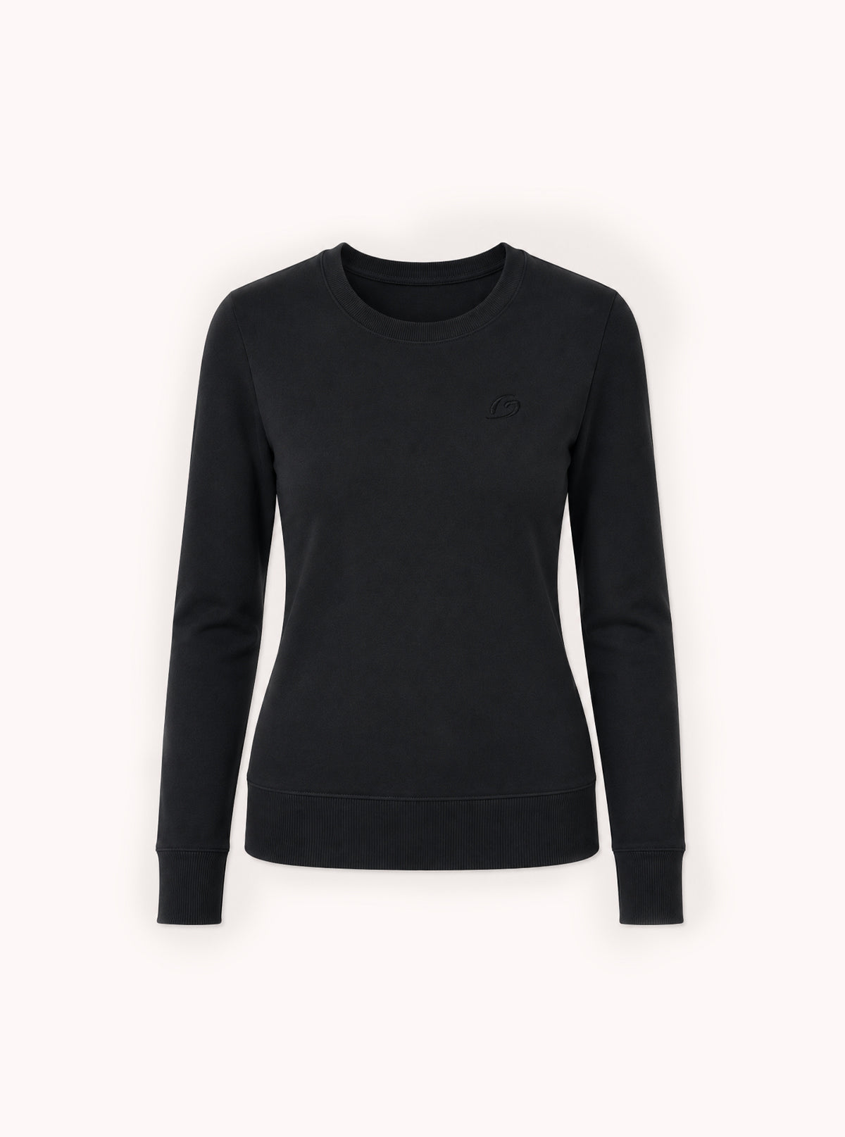 Rundhalspullover mit besticktem Logo Schwarz
