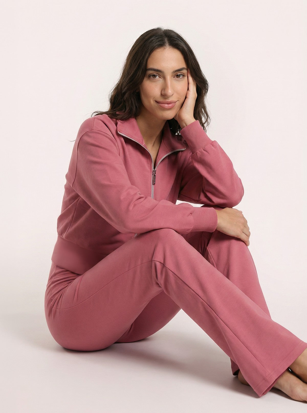 Felpa con Zip Urban Flow Malva