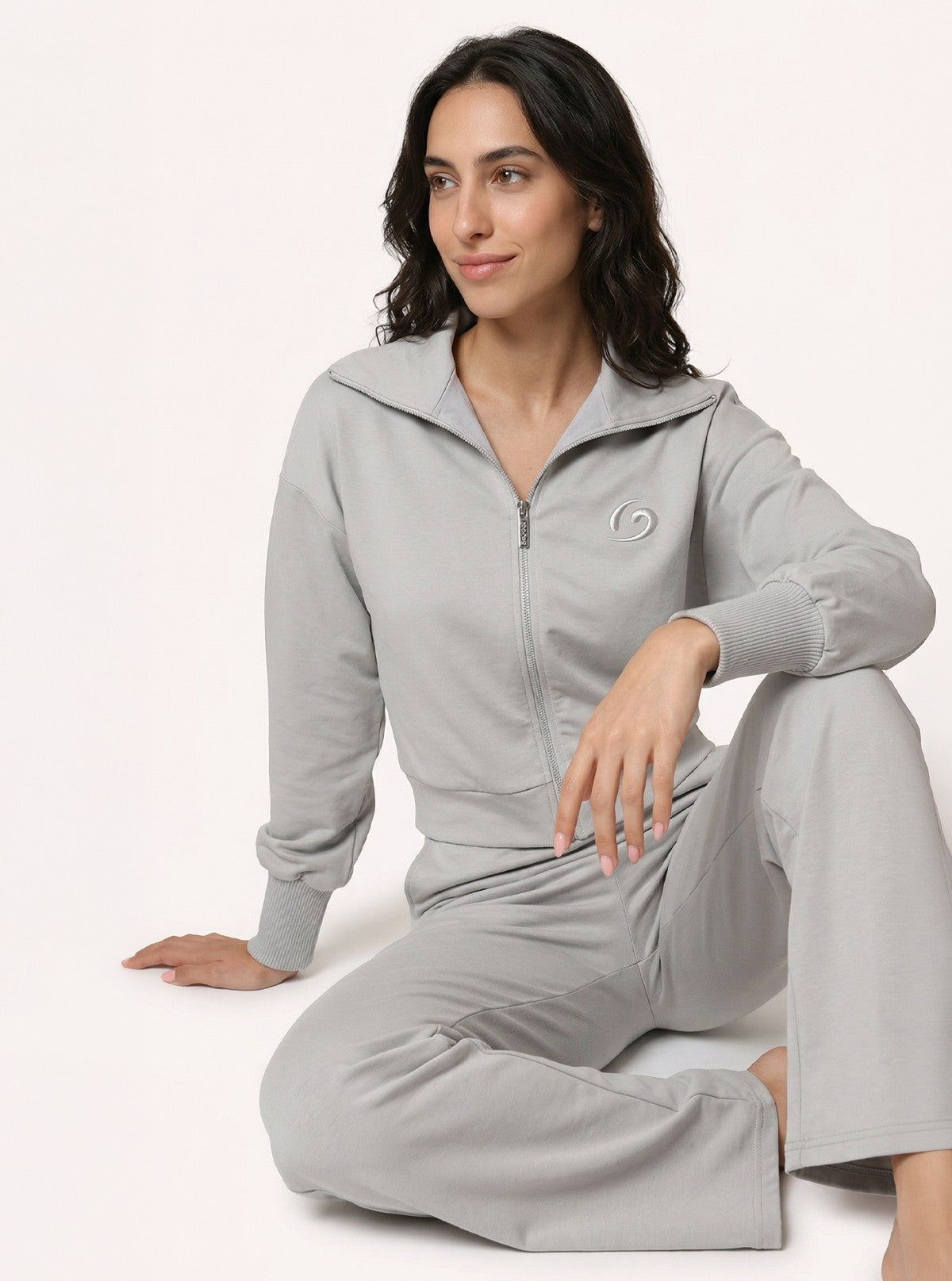 Felpa con Zip Urban Flow  Argento