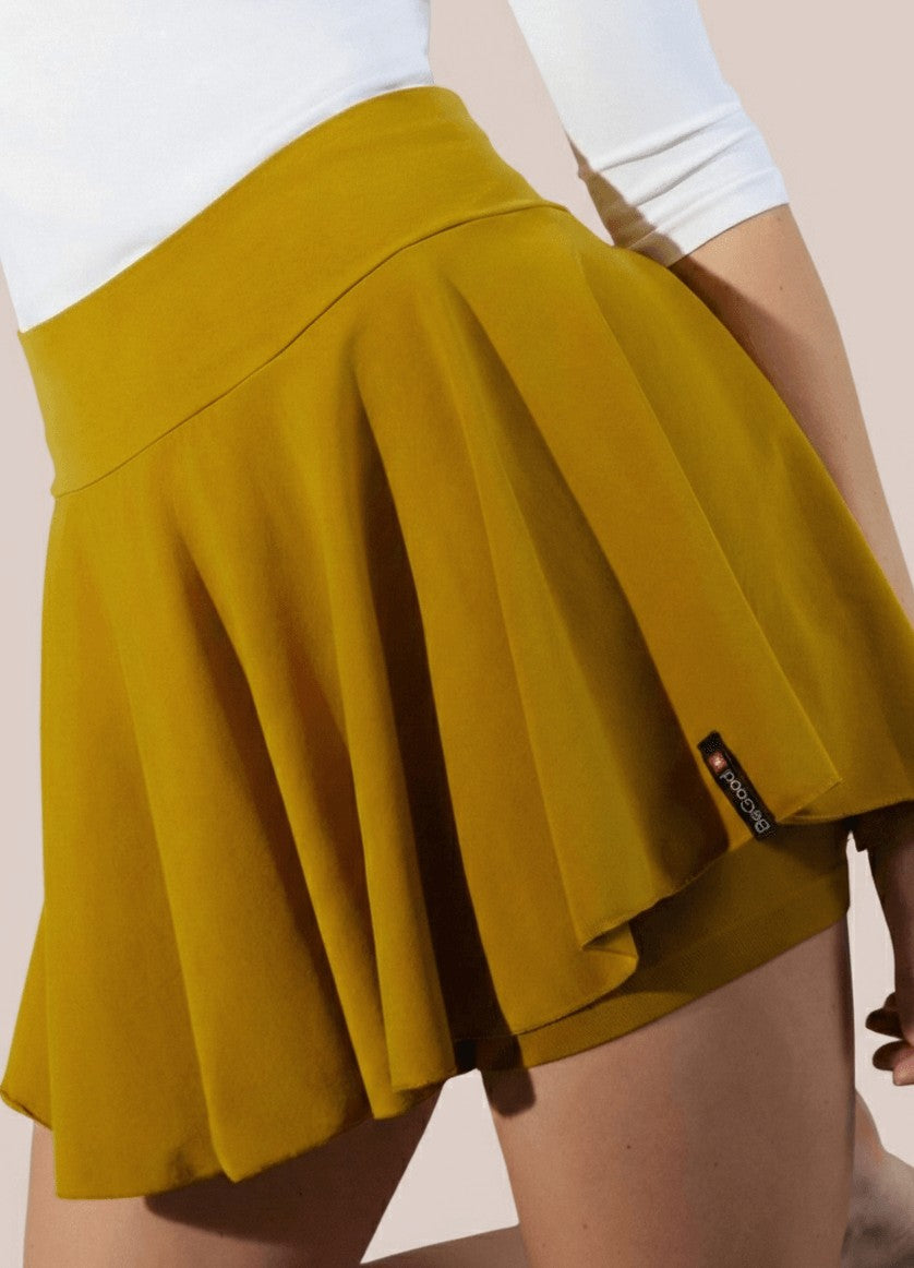 Jupe avec Short Ventre Plat Moutarde