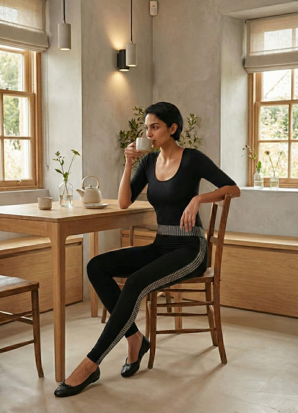 LEGGINGS SUPERSLIM PIED DE POULE NERO
