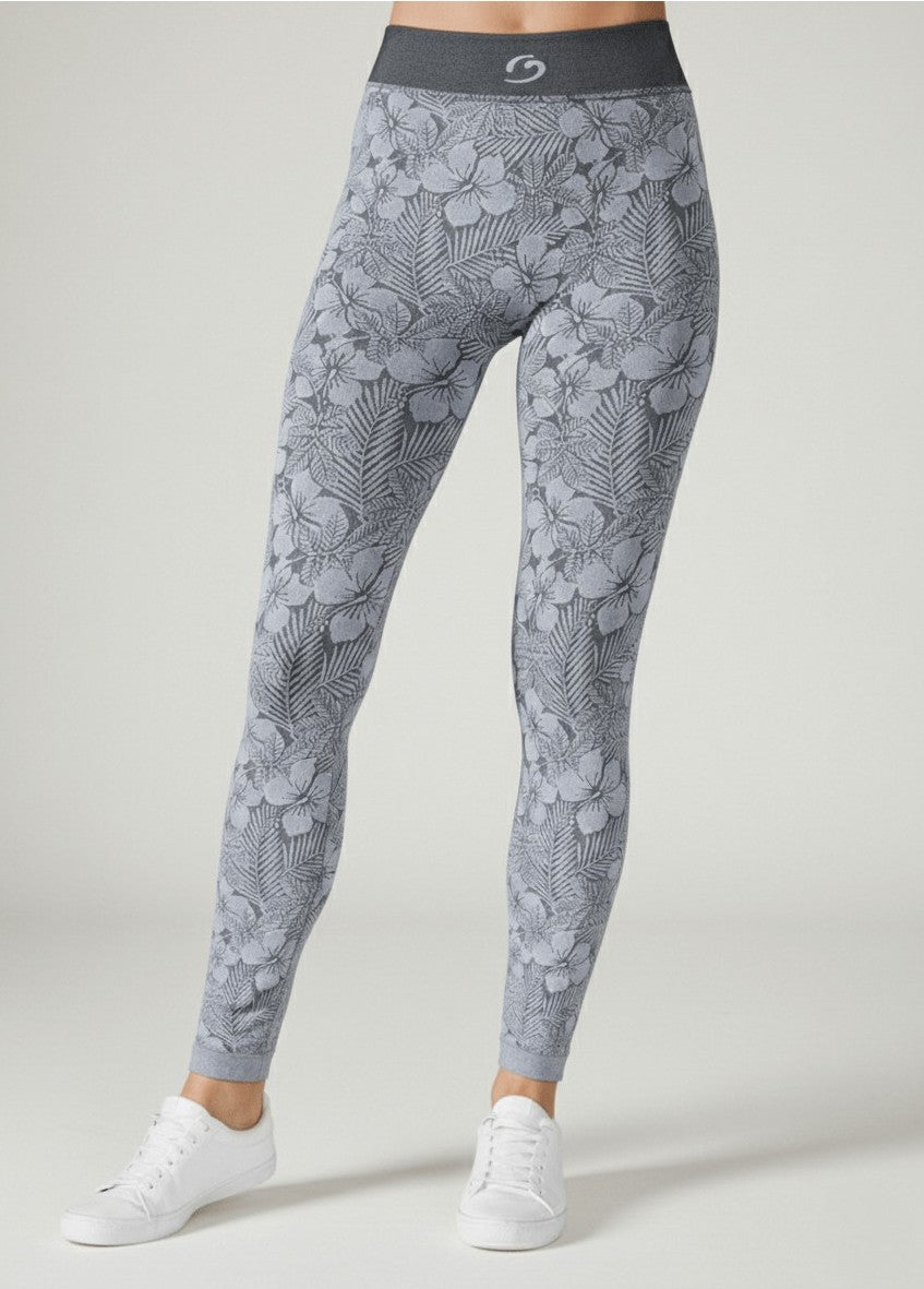 LEGGINGS SUPERSLIM FIORATO NERO E GRIGIO CHIARO