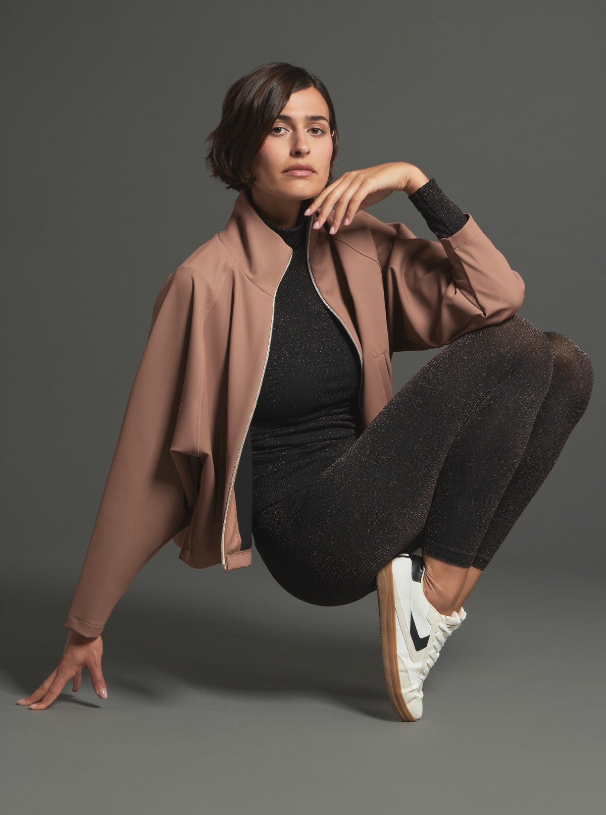 Legging Slim Lurex Lurex Marrone