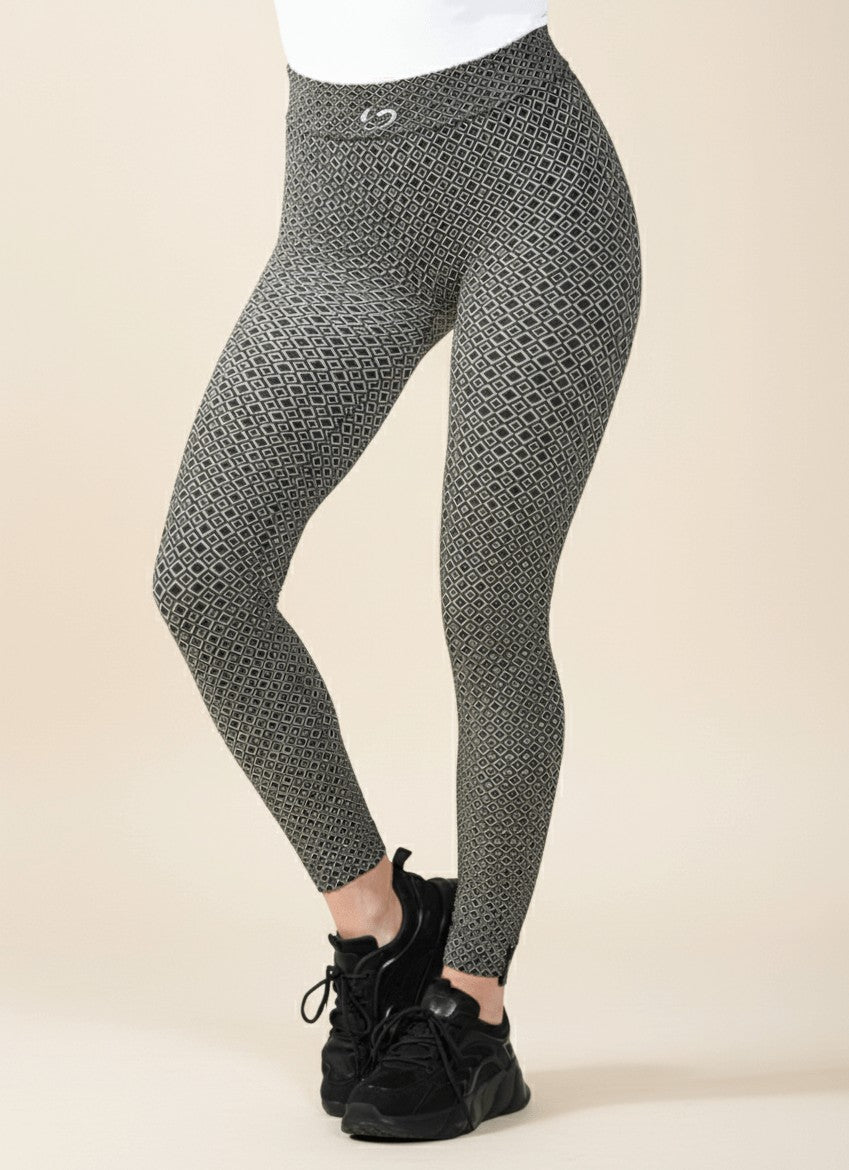 LEGGINGS SUPERSLIM MOTIVO QUADRATO NERO/BIANCO