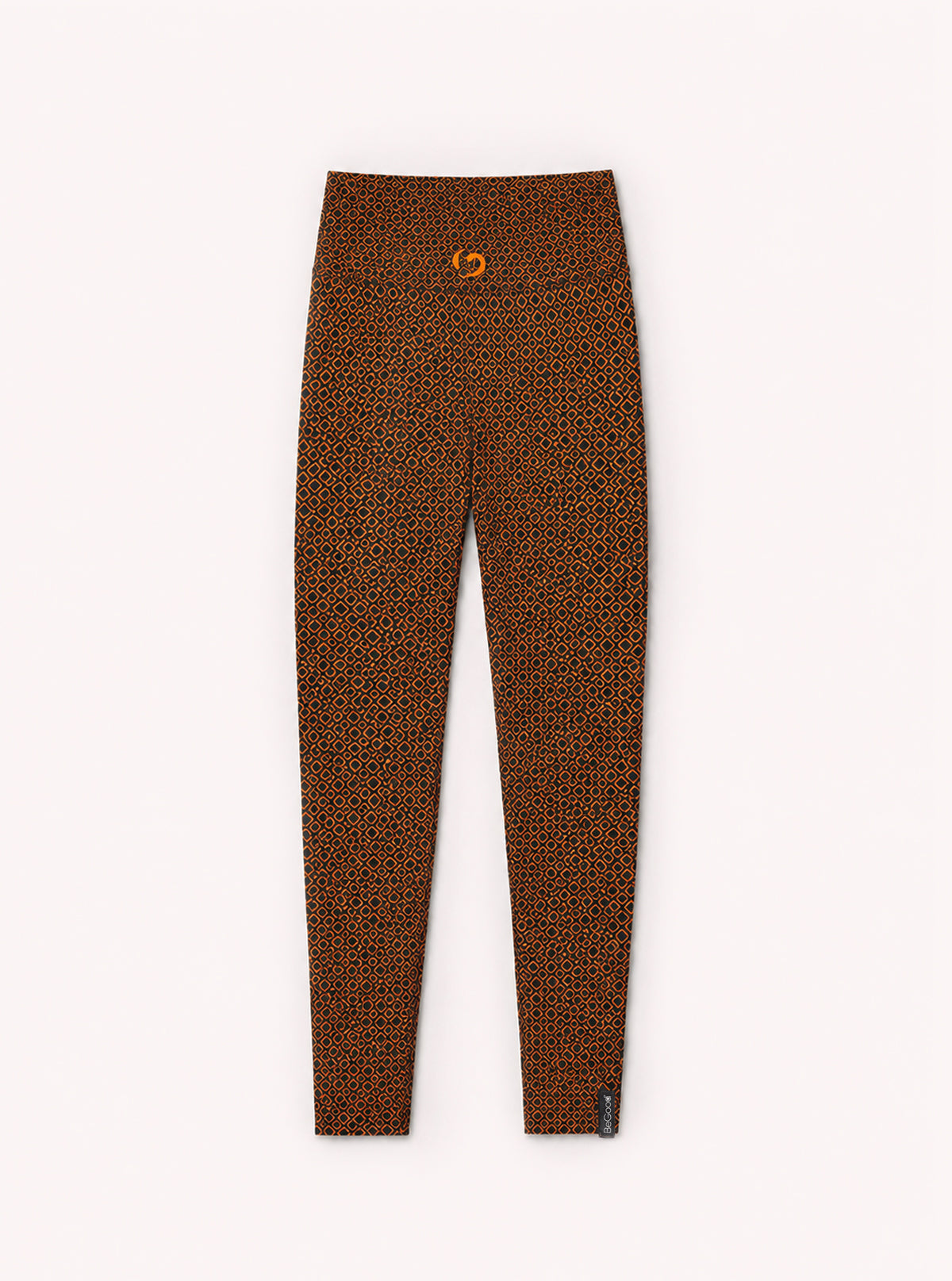 LEGGINGS SUPERSLIM MOTIVO QUADRATO NERO/ARANCIONE