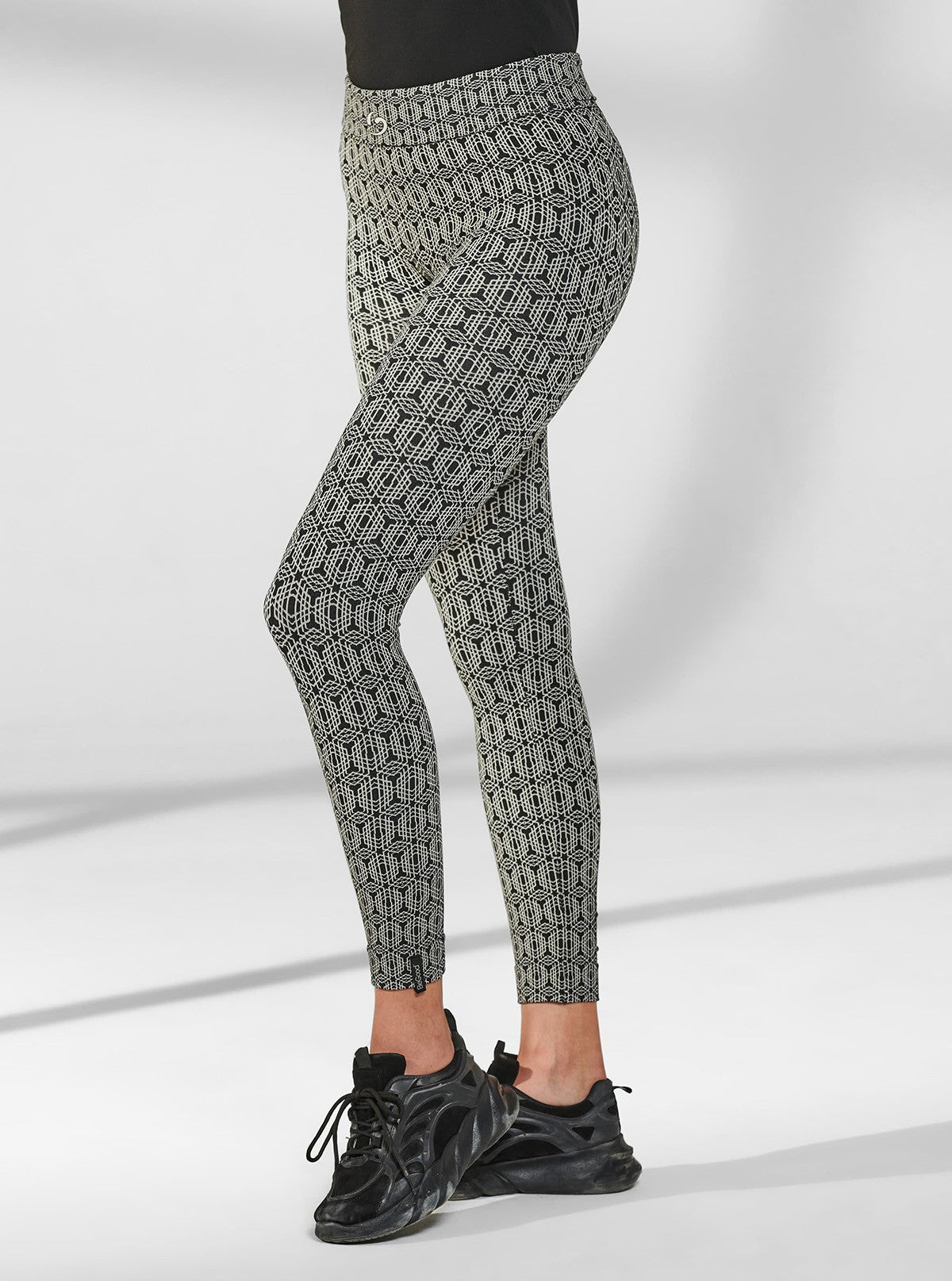 LEGGINGS SUPERSLIM MOTIVO ESAGONALE NERO/BIANCO