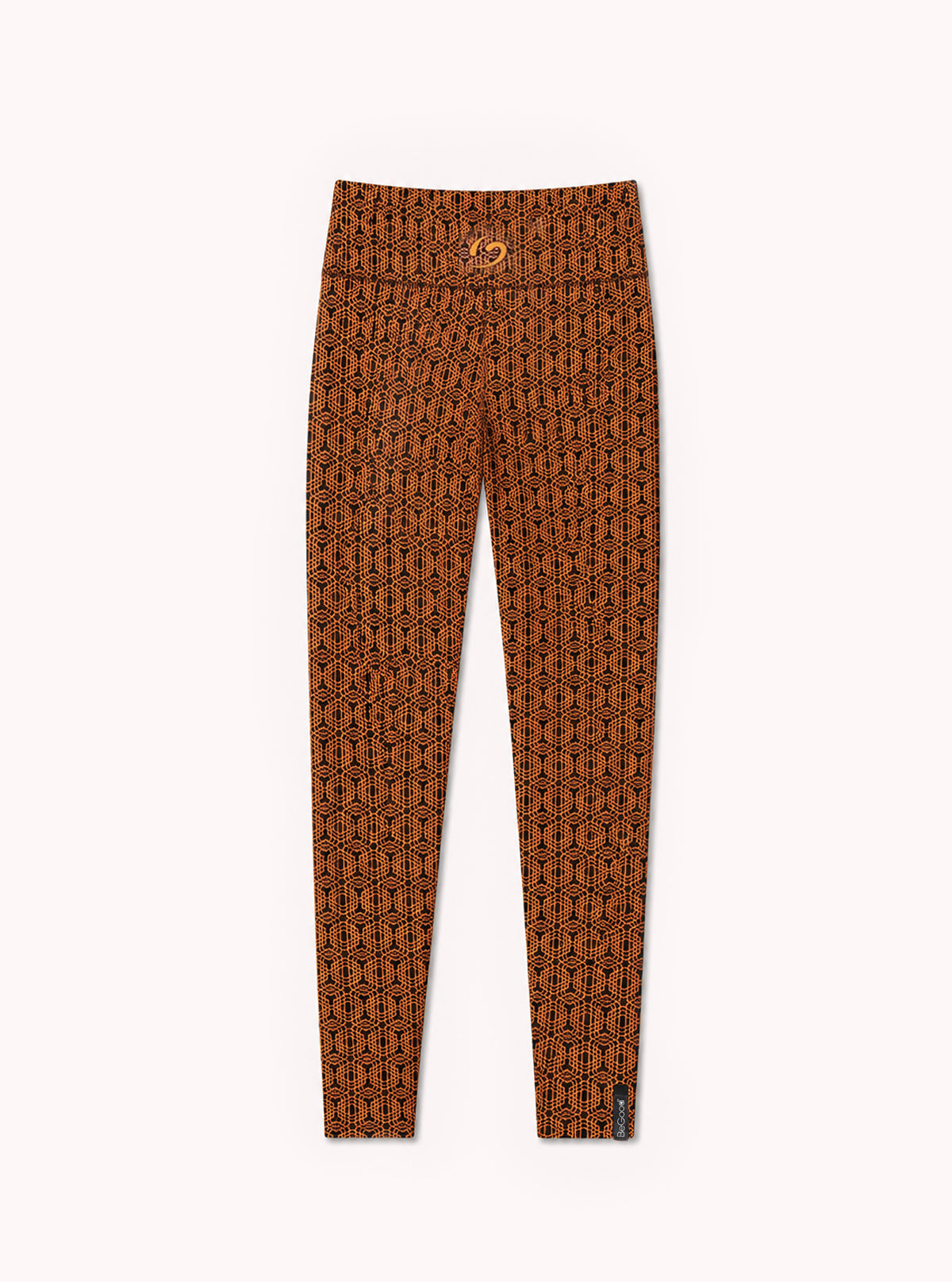 LEGGINGS SUPERSLIM MOTIVO ESAGONALE NERO/ARANCIONE