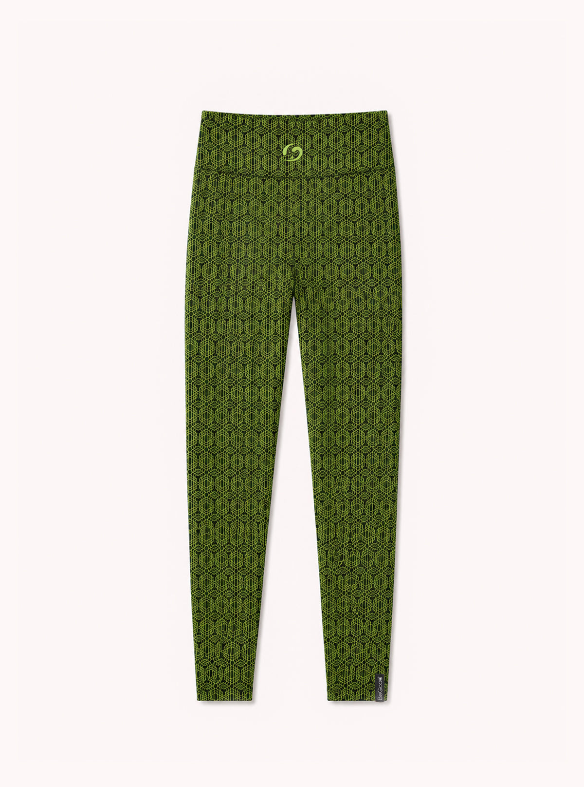 LEGGINGS SUPERSLIM MOTIVO ESAGONALE NERO/VERDE LIME