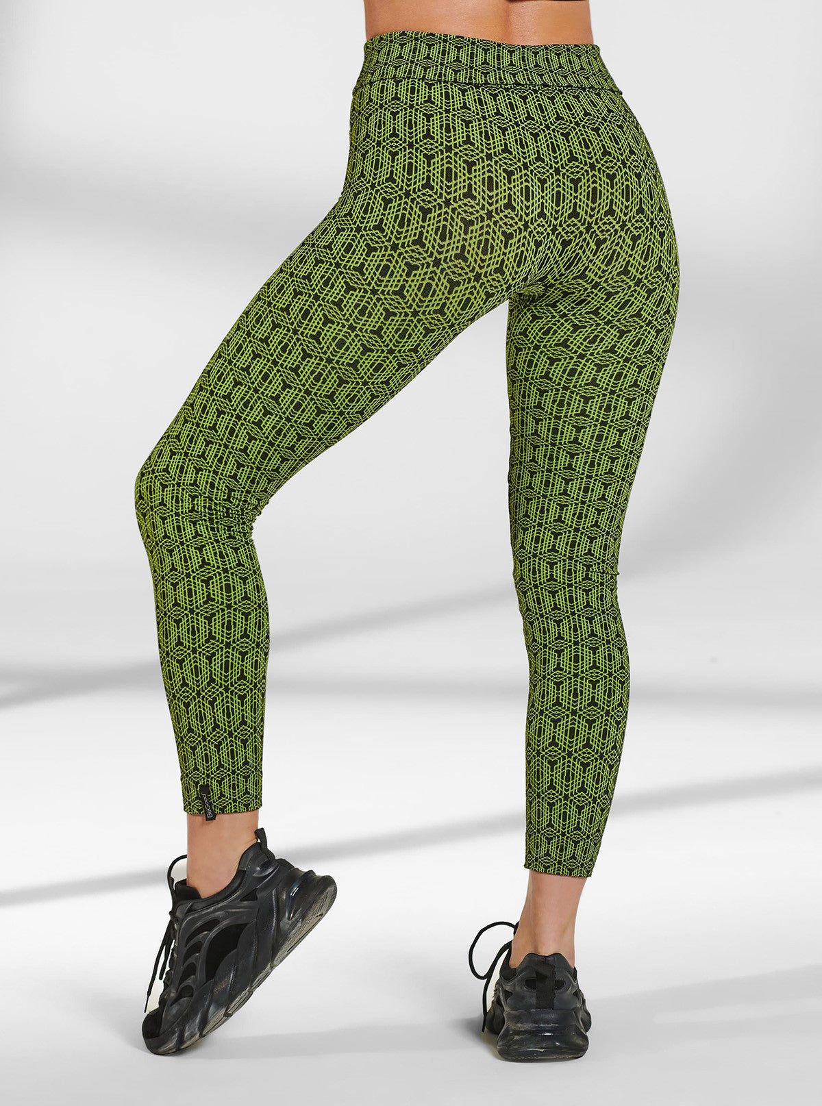 LEGGINGS SUPERSLIM MOTIVO ESAGONALE NERO/VERDE LIME