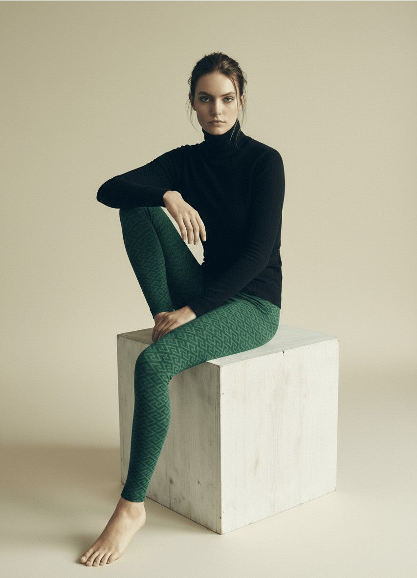 LEGGINGS SUPERSLIM GEOMETRICO VERDE/NERO