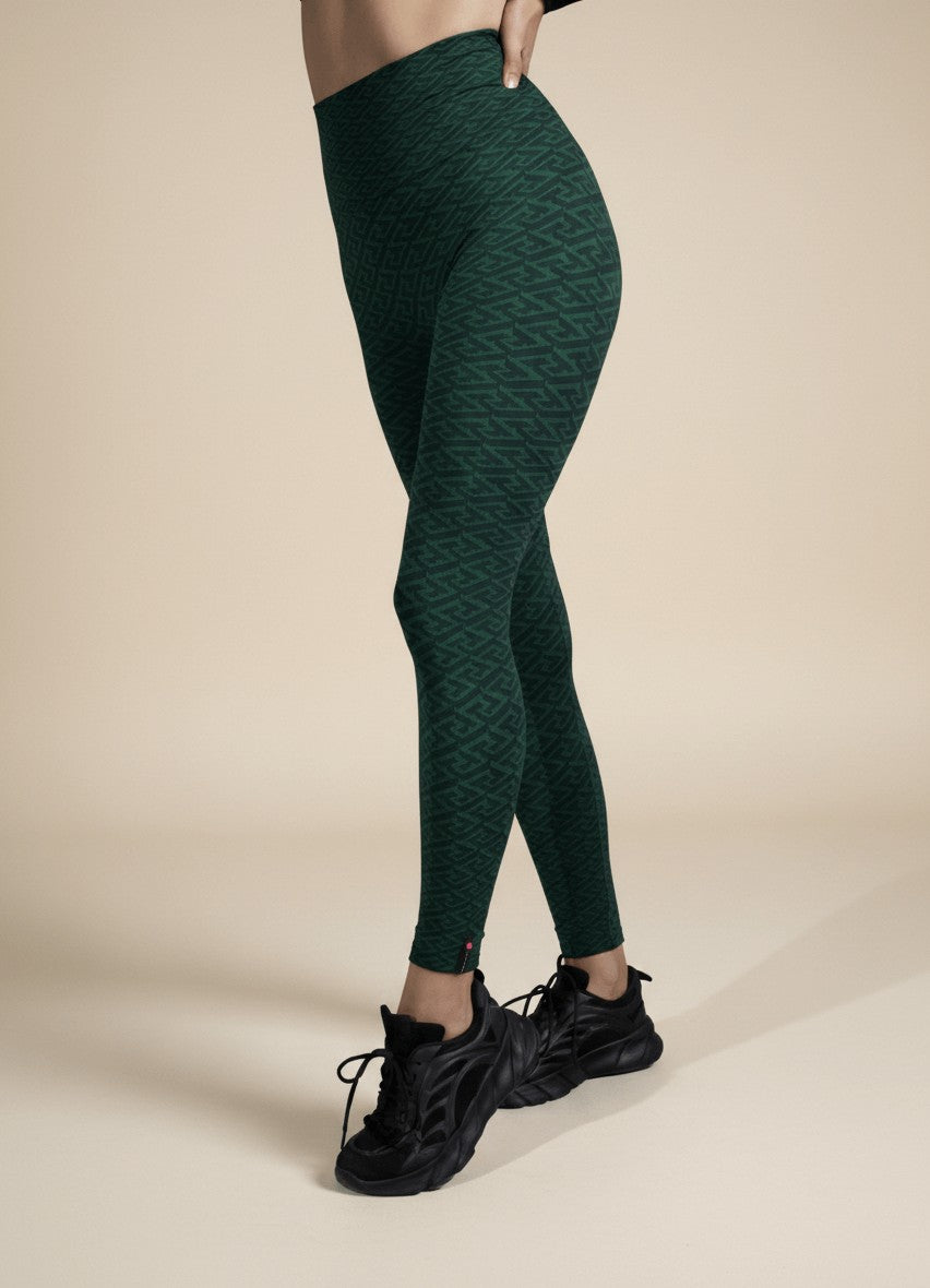 LEGGINGS SUPERSLIM GEOMETRICO VERDE/NERO