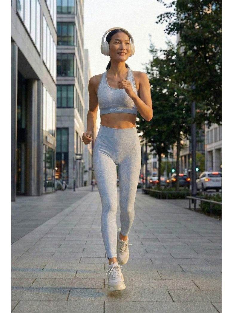 Light-blue-Cream Abstract Superslim Leggings