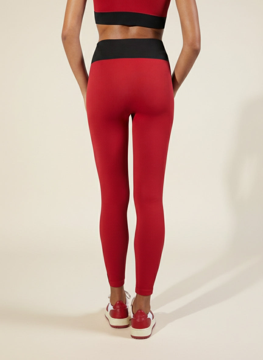 Legging Slim en Côte Rouge