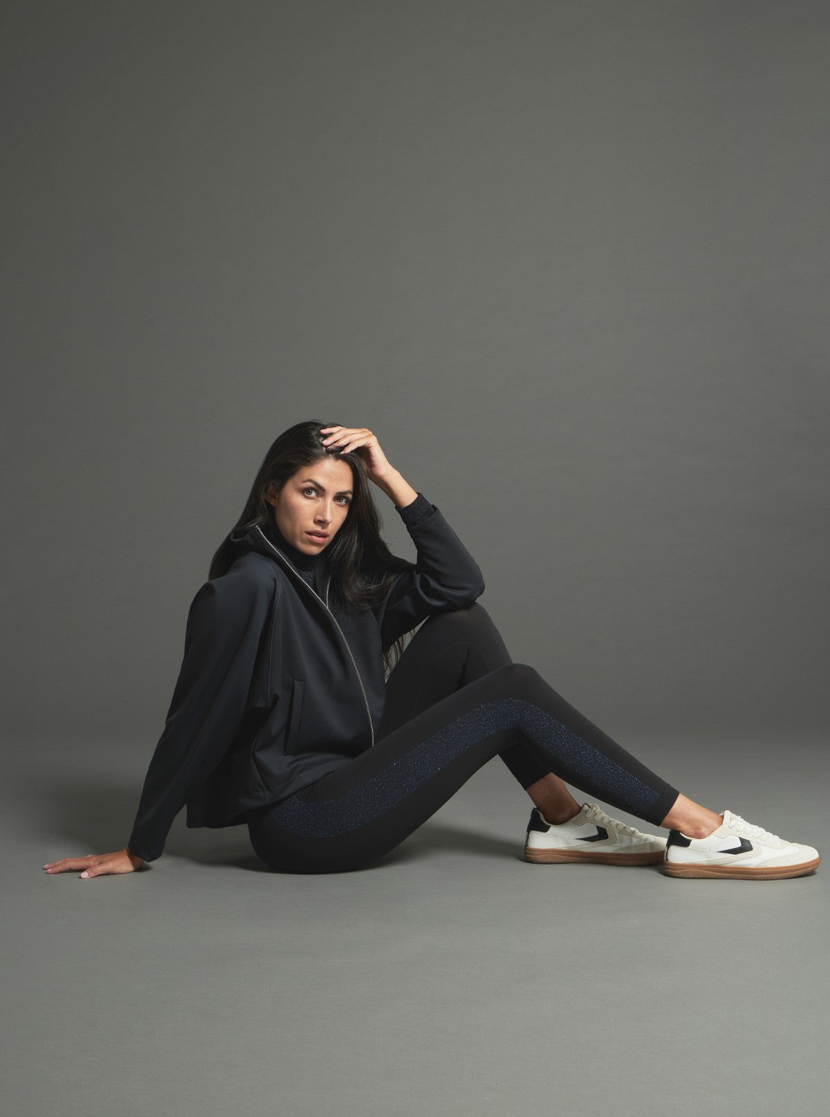 Legging Superslim Bande Laterali Lurex Nero-Lurex Blu