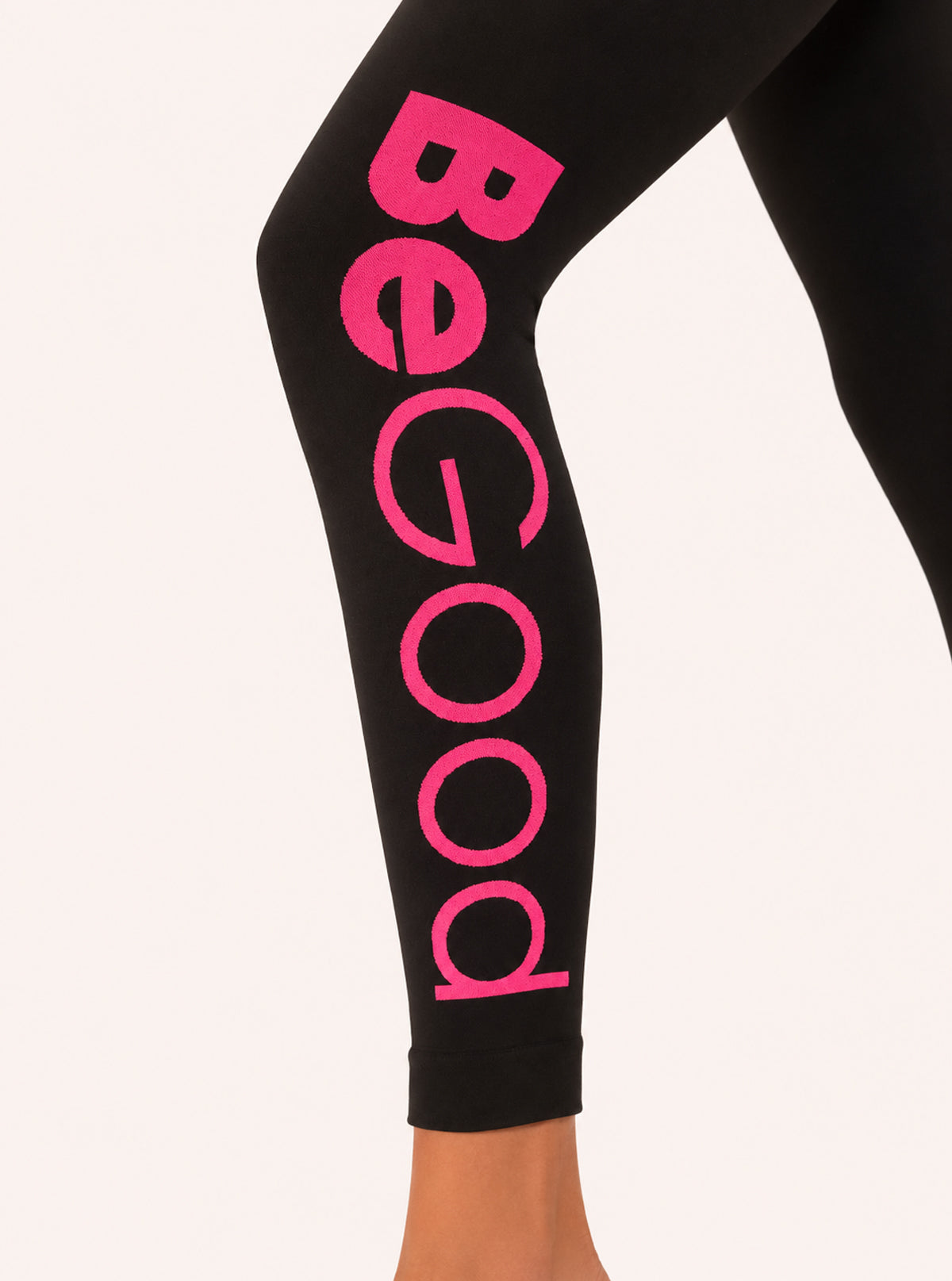 Legging Superslim con Scritta BeGood Nero Scritta Fucsia