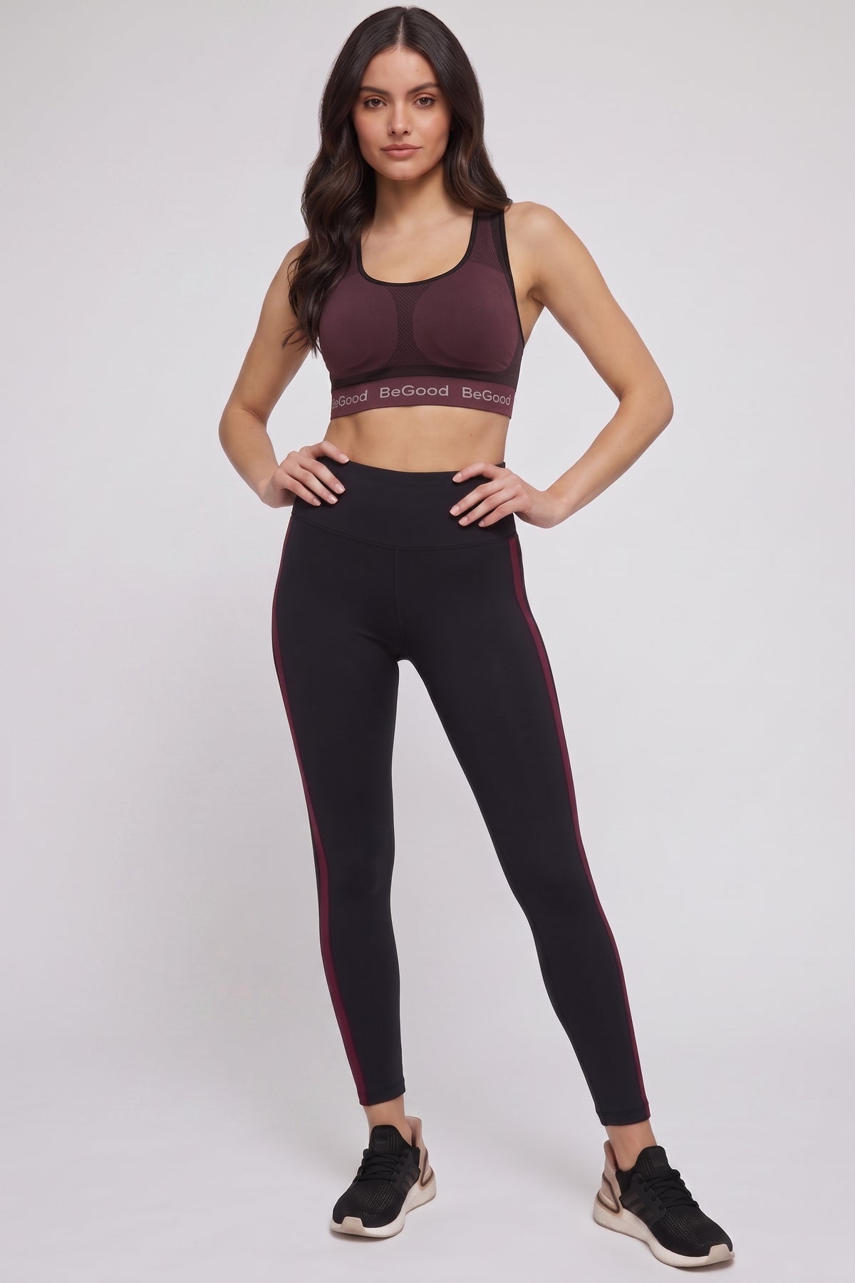 Legging Superslim avec Bandes Latérales Noir-Bandes Bordeaux