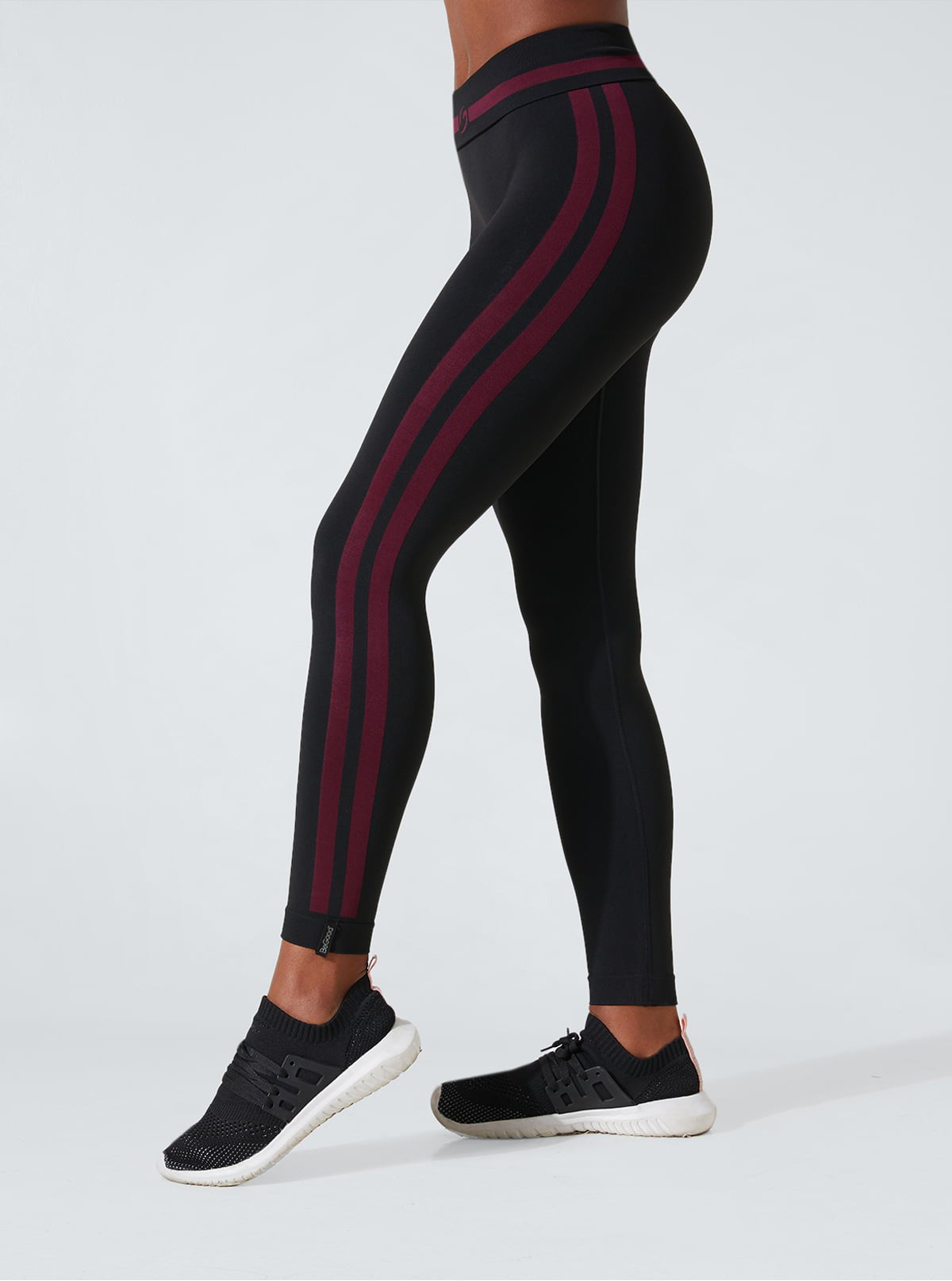 Legging Superslim avec Bandes Latérales Noir-Bandes Bordeaux