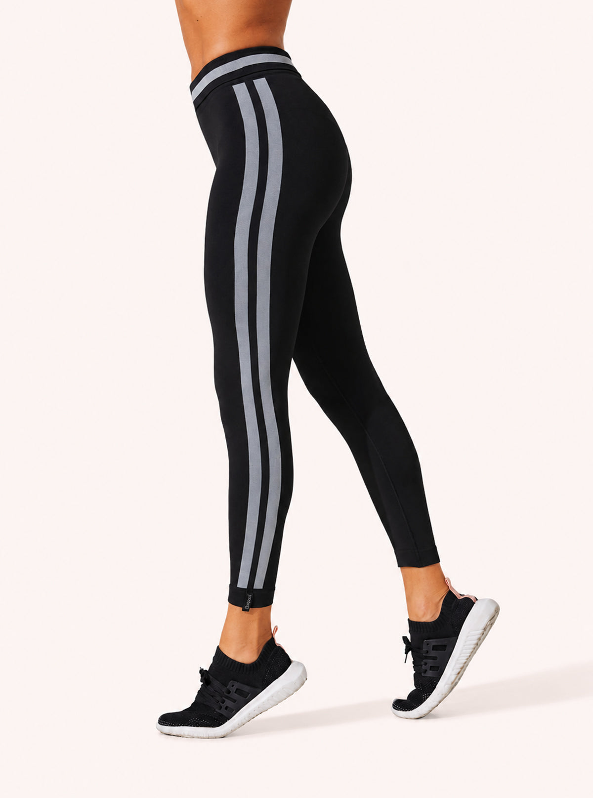 Legging Superslim con Bande Laterali Nero-Fasce Grigie