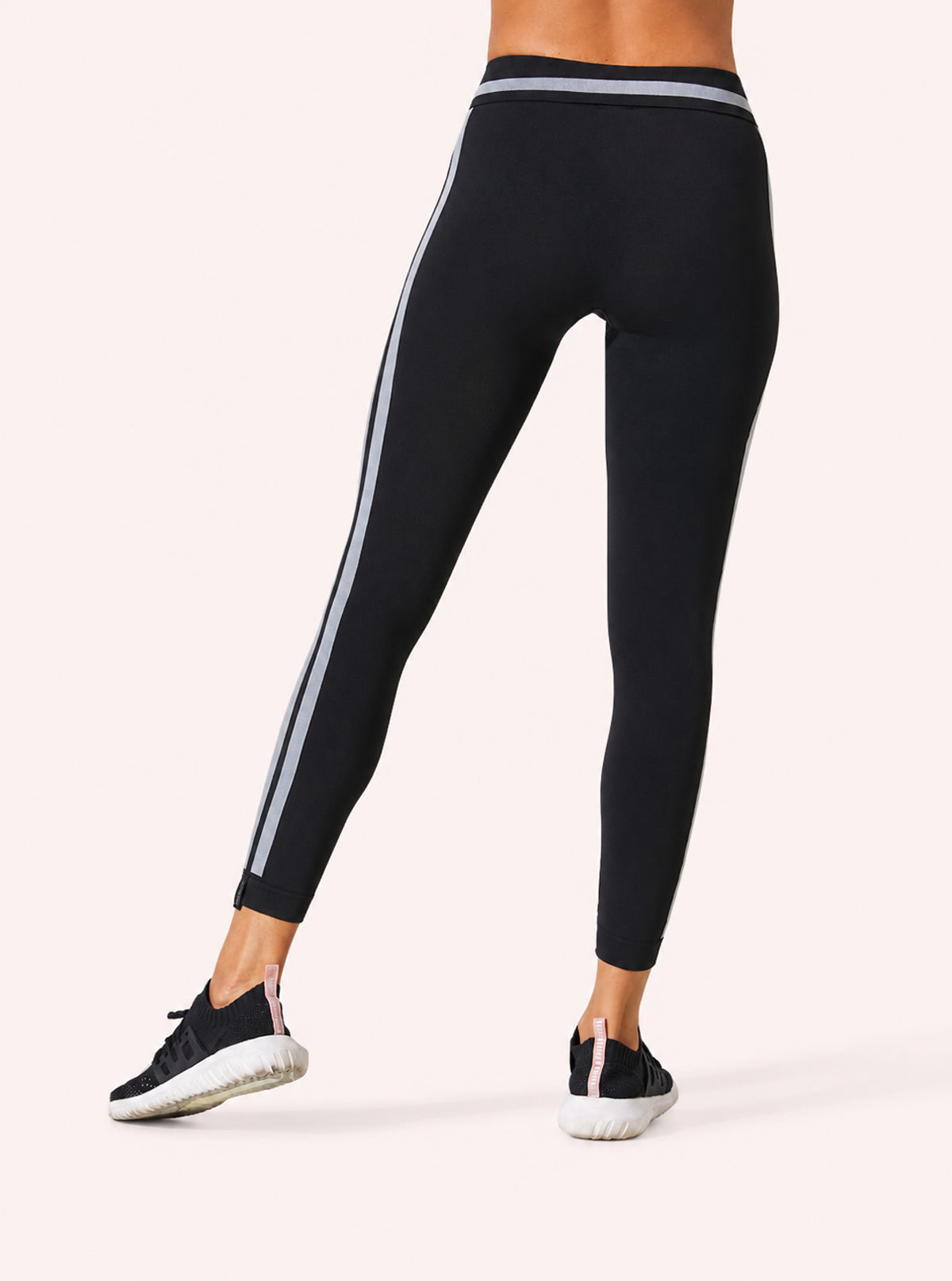 Legging Superslim con Bande Laterali Nero-Fasce Grigie