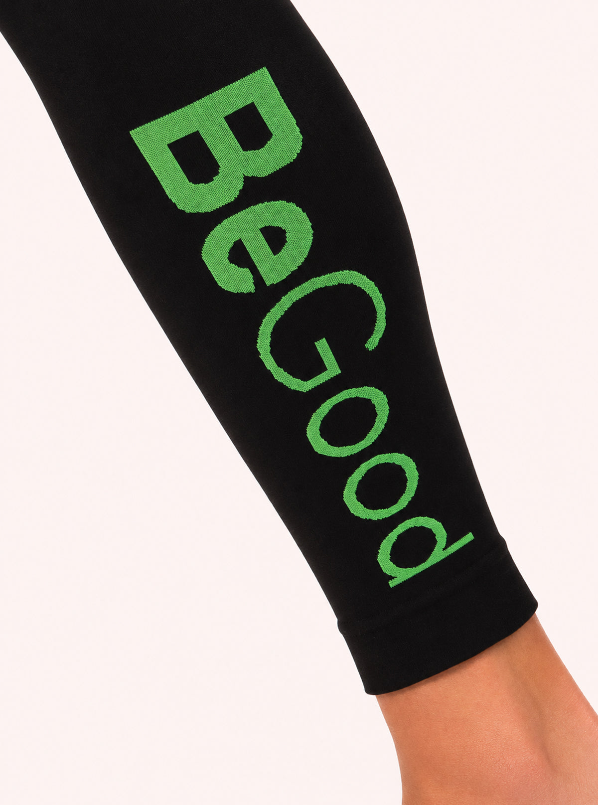Superslim Sport Leggings with BeGood lettering Black-Green