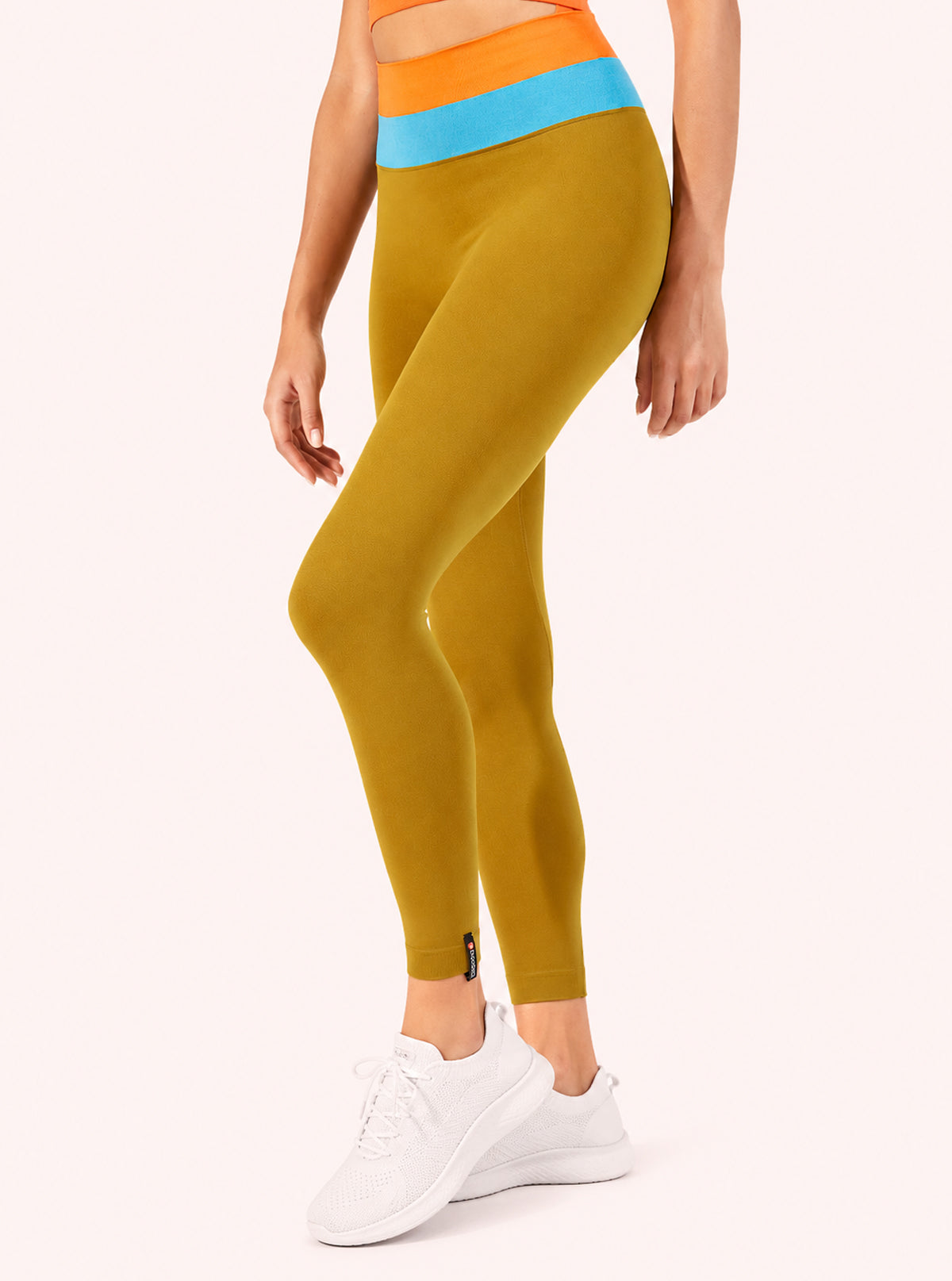 Slim Leggings mit Streifen Senf-Orange-Blau