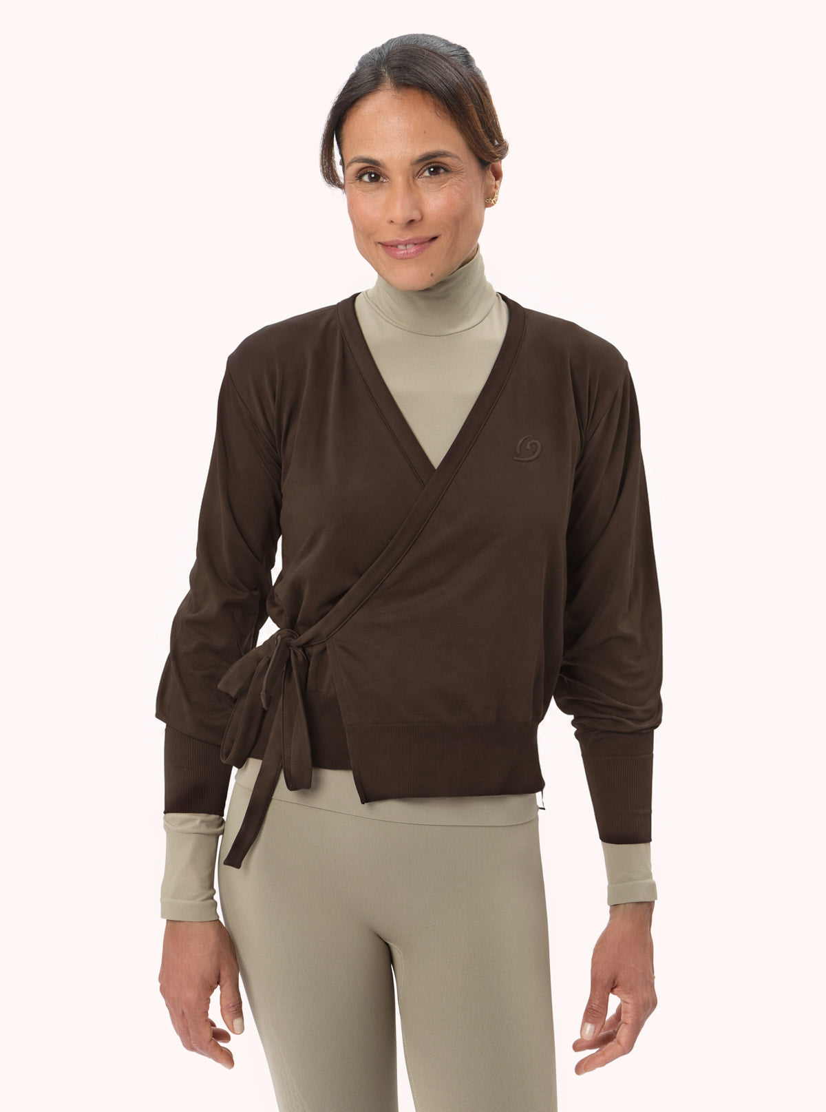 Maglia a Incrocio a Maniche Lunghe Cioccolato