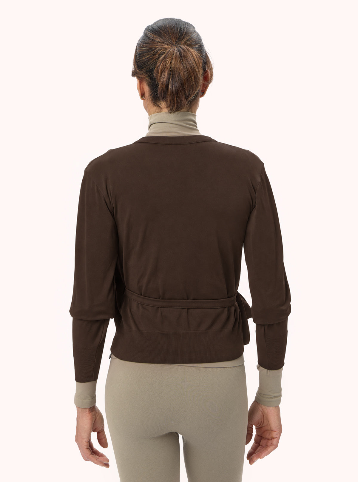 Maglia a Incrocio a Maniche Lunghe Cioccolato