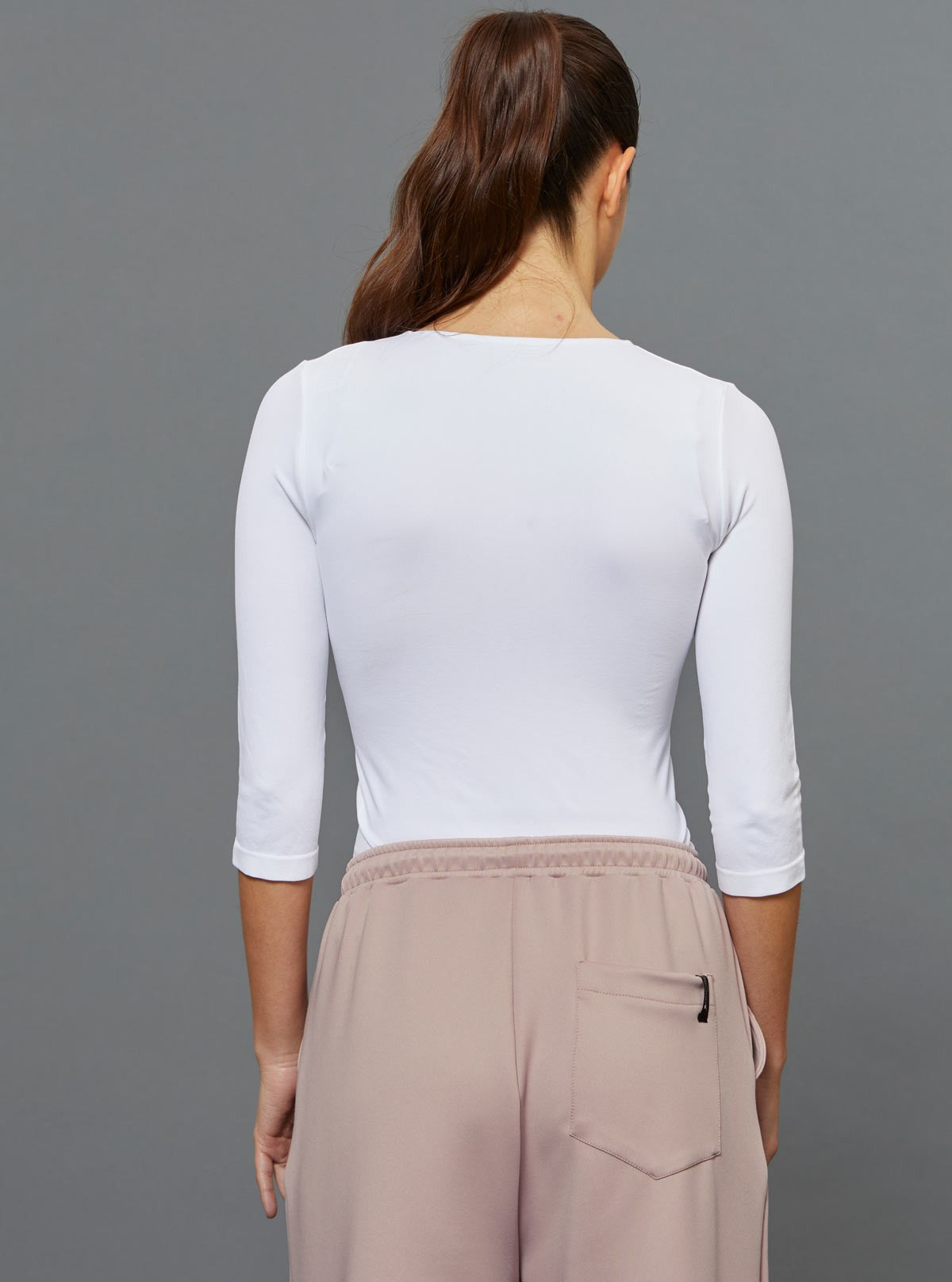 White 3/4 Sleeve Shaping Shirt