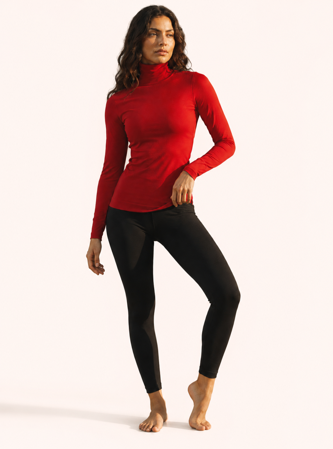 Modellierender Rollkragenpullover Rot
