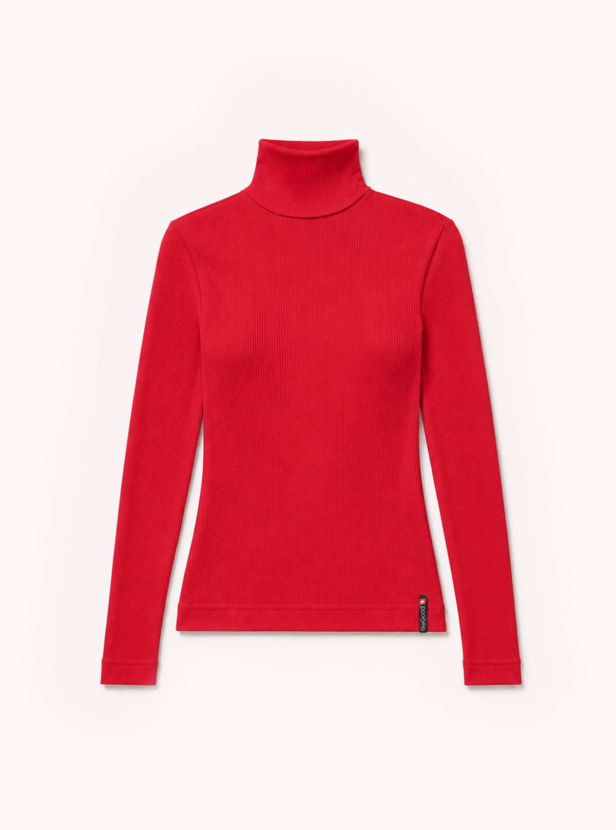 Geripptes Rollkragen-Shirt Rot