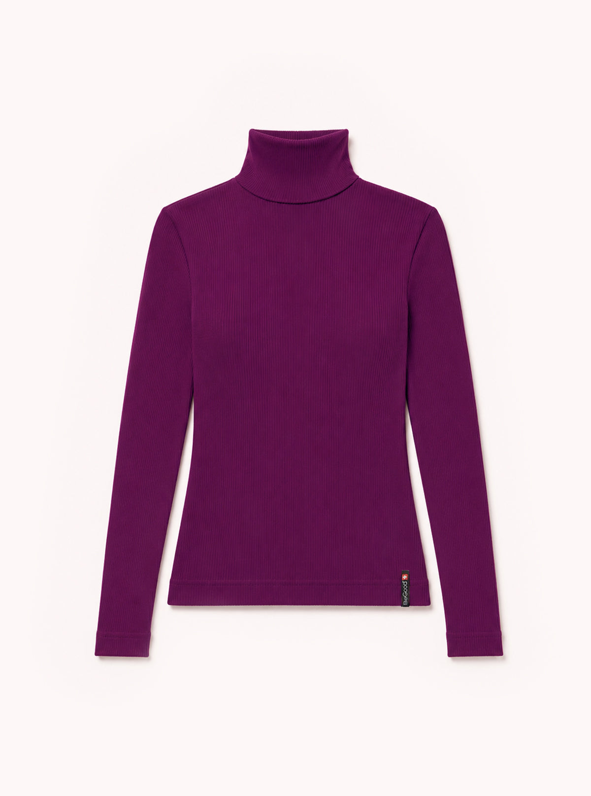Geripptes Rollkragen-Shirt Pflaume