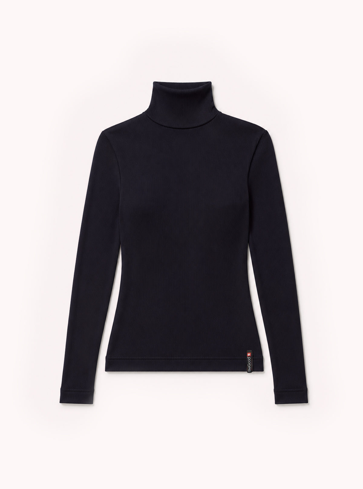 Geripptes Rollkragen-Shirt Schwarz