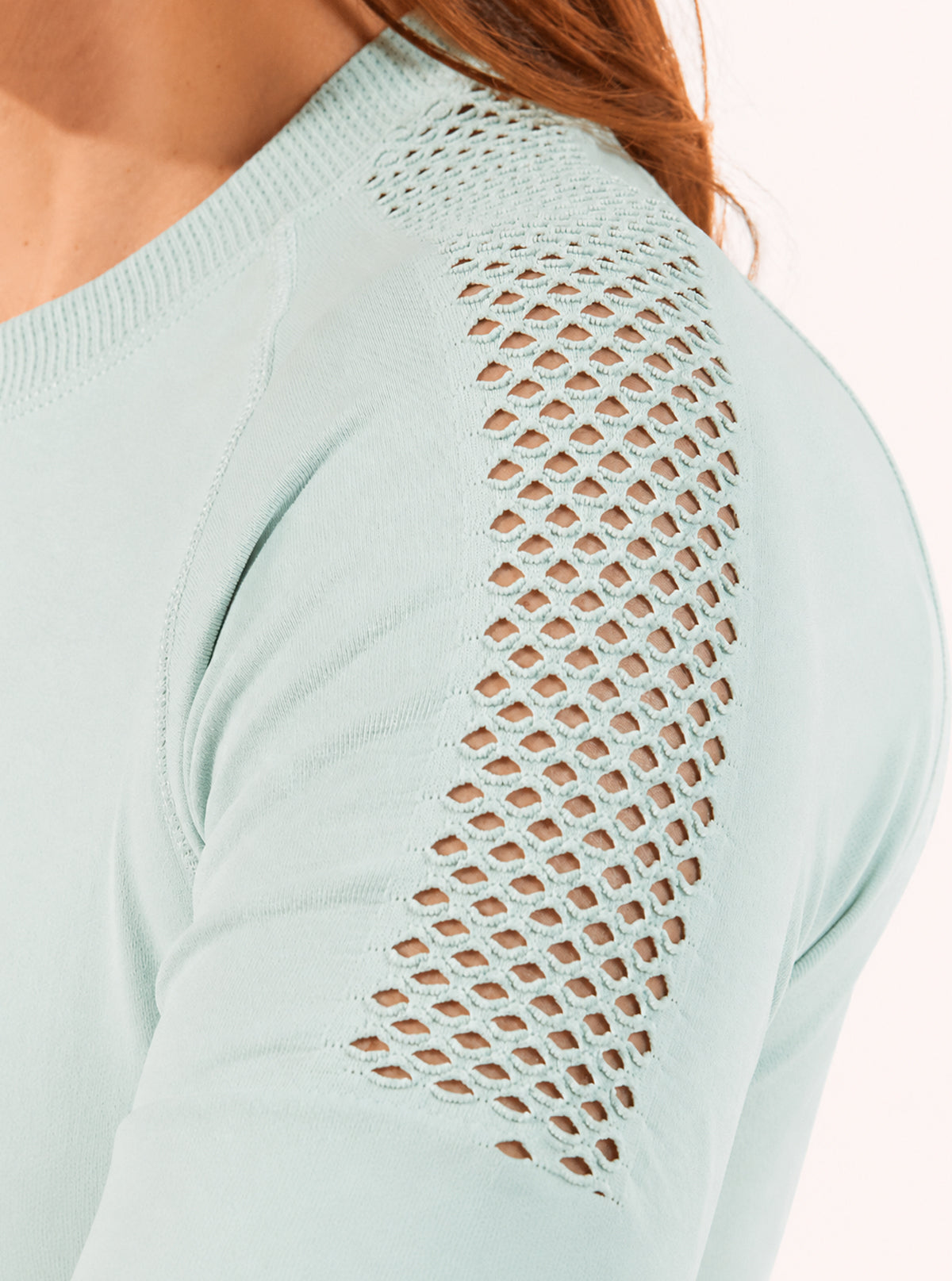 T-SHIRT DONNA INSERTO TRAFORATO VERDE ACQUA
