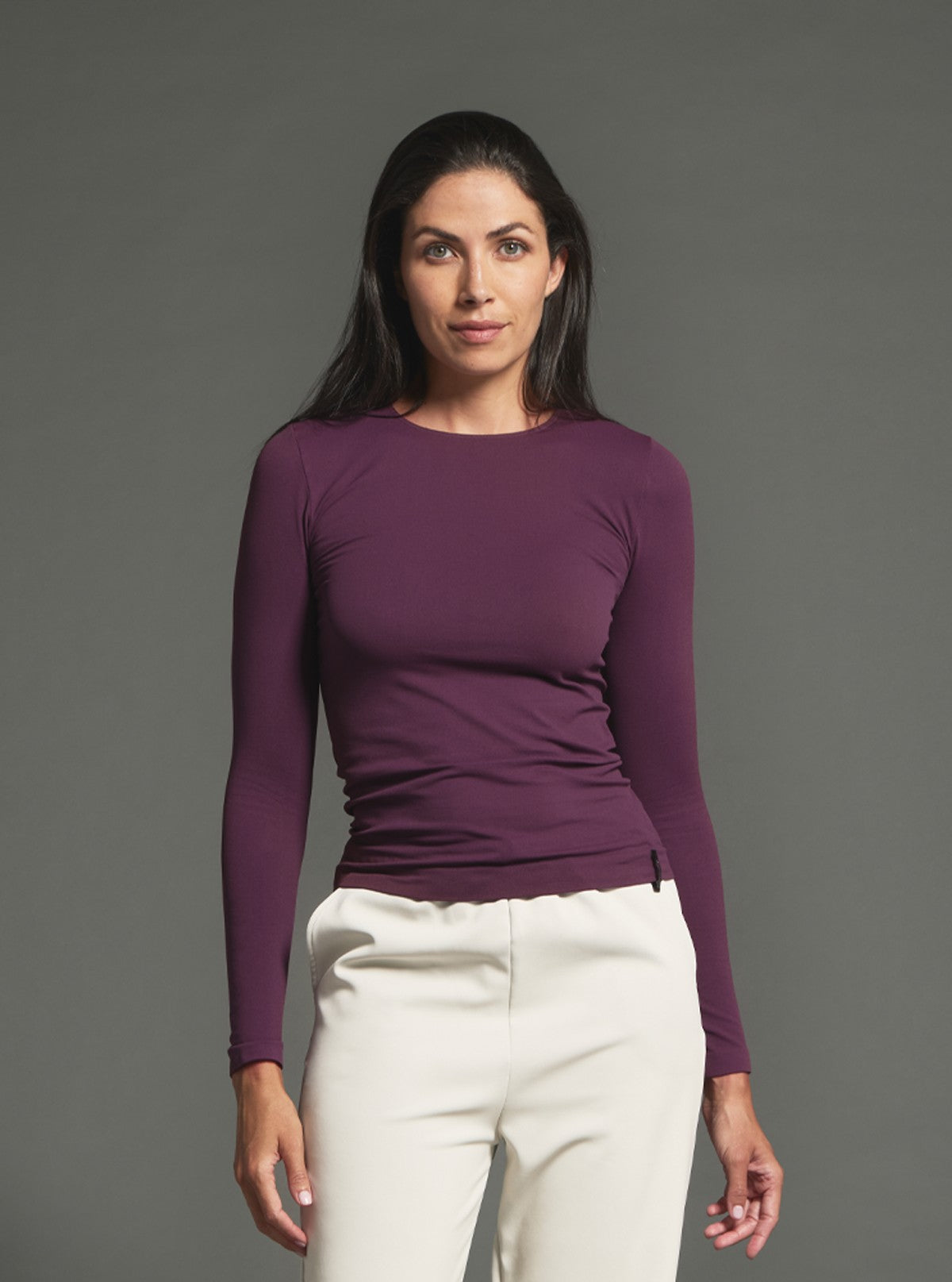 Maglia Girocollo a Manica Lunga Modellante - Glam Active Wine