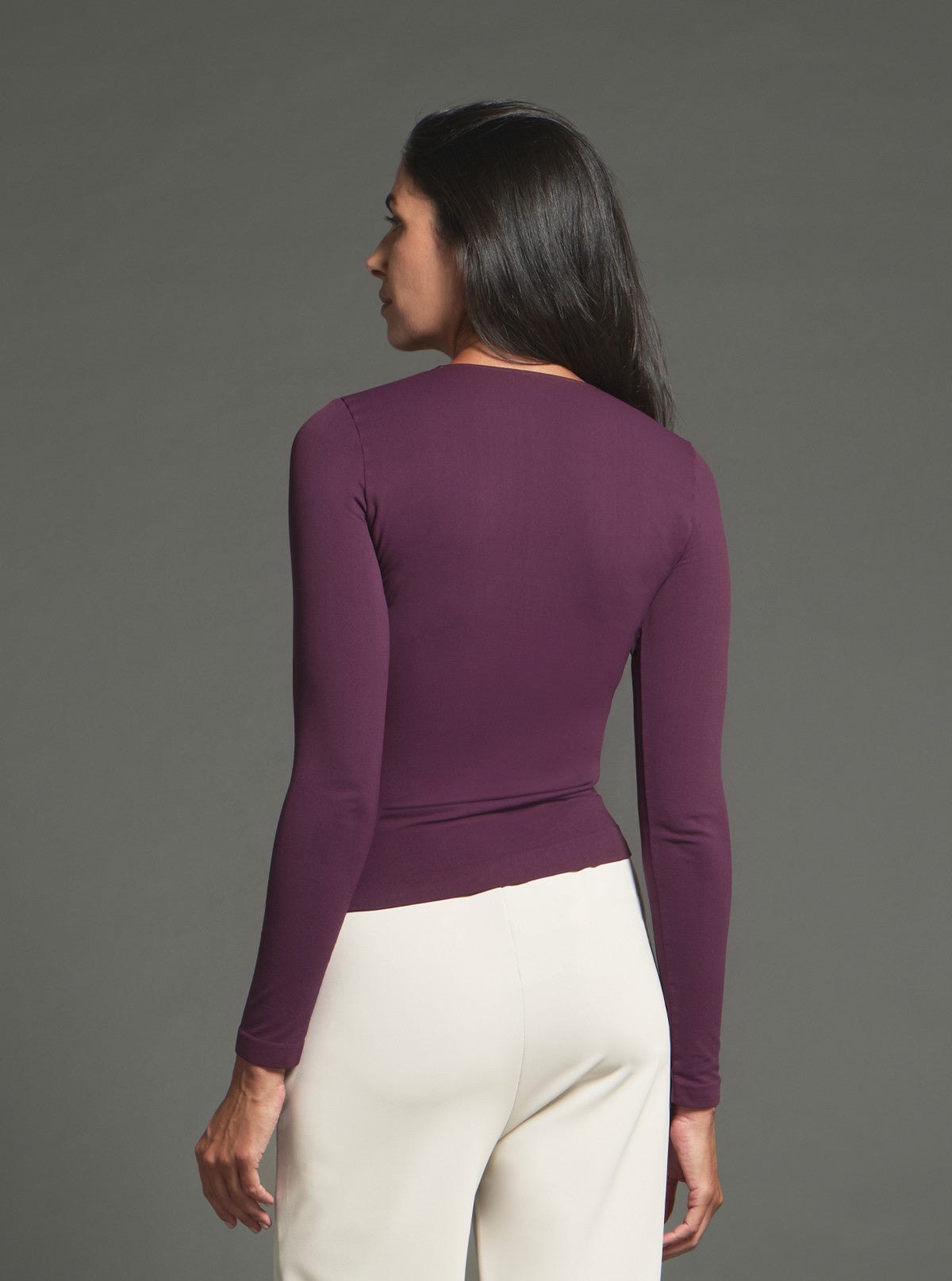 Maglia Girocollo a Manica Lunga Modellante - Glam Active Wine