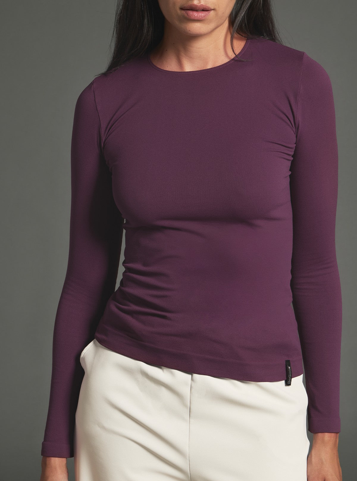 Maglia Girocollo a Manica Lunga Modellante - Glam Active Wine