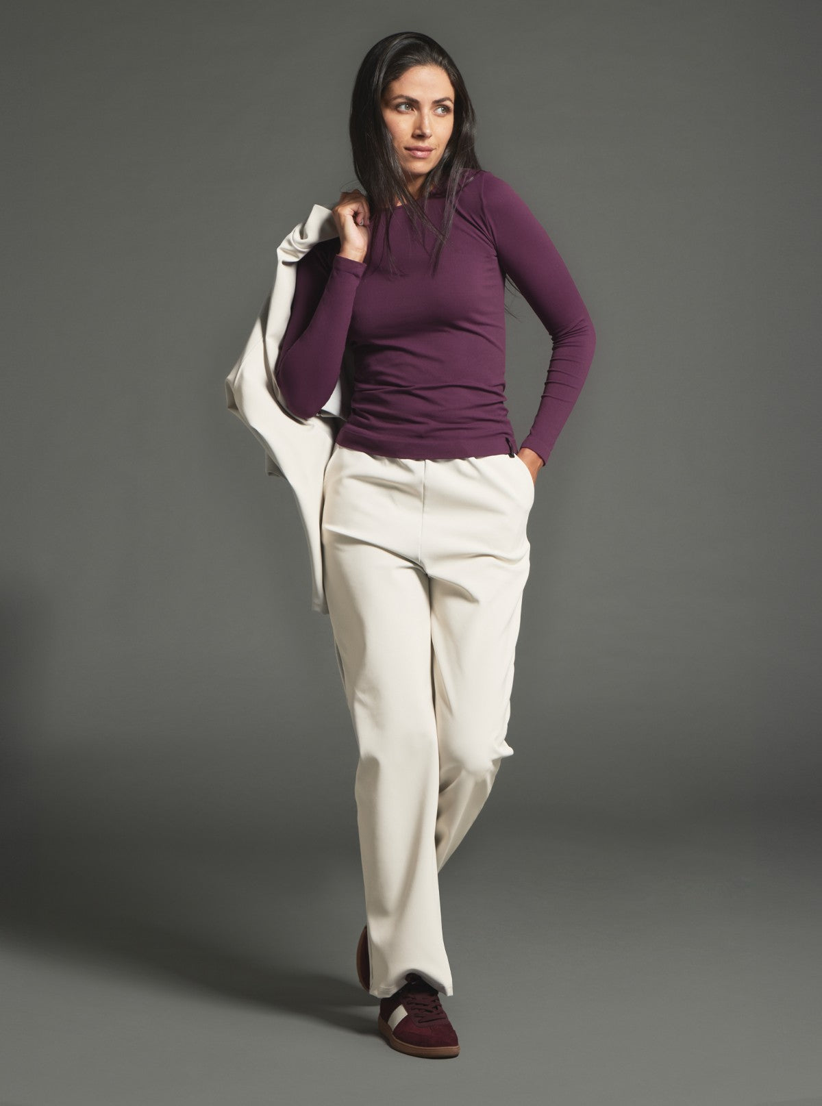 Maglia Girocollo a Manica Lunga Modellante - Glam Active Wine