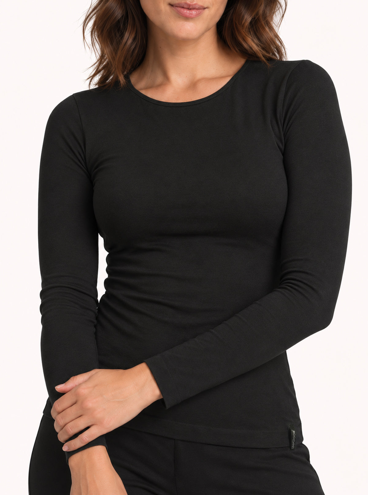 Modellierendes Langarmshirt mit Rundhalsausschnitt - Glam Active Schwarz